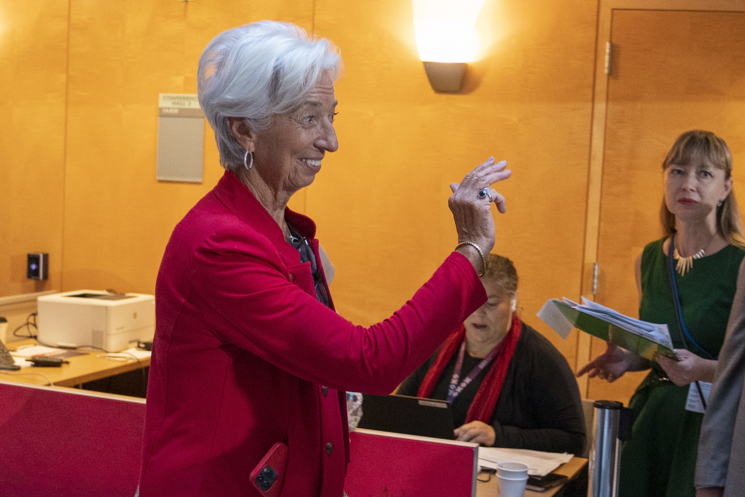 La presidenta del BCE, Christine Lagarde, ayer en Washington.