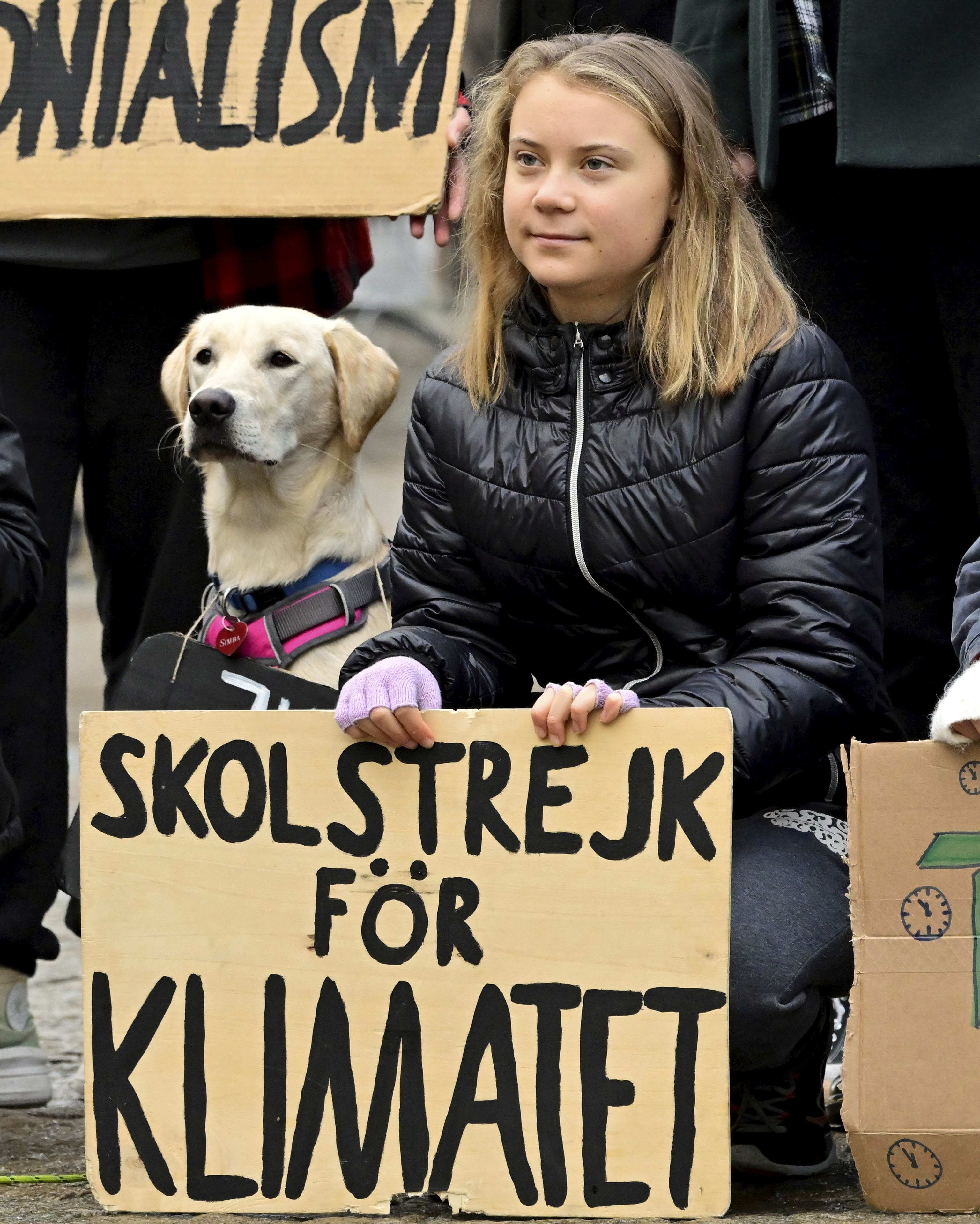 Greta Thunberg, durante una protesta en Estocolmo.
