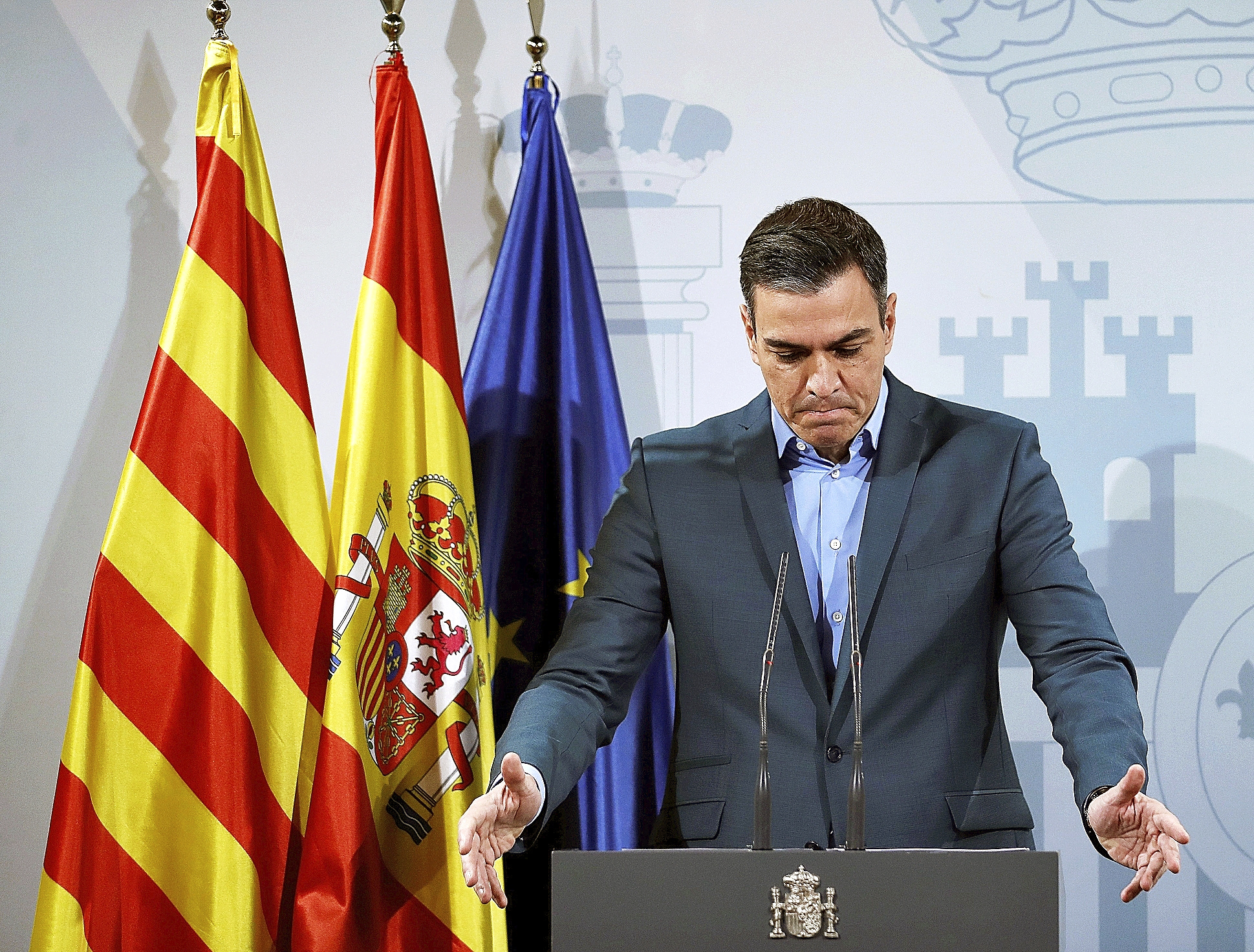 El presidente del Gobierno, Pedro Snchez, en la sede de la Delegacin del Gobierno en Catalua en Barcelona, en diciembre de 2021.