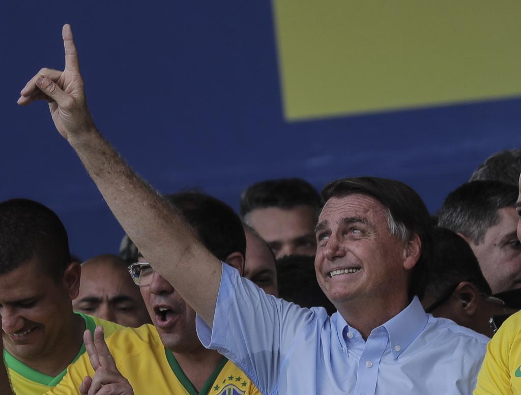 Bolsonaro, este martes, en un acto de campaa.