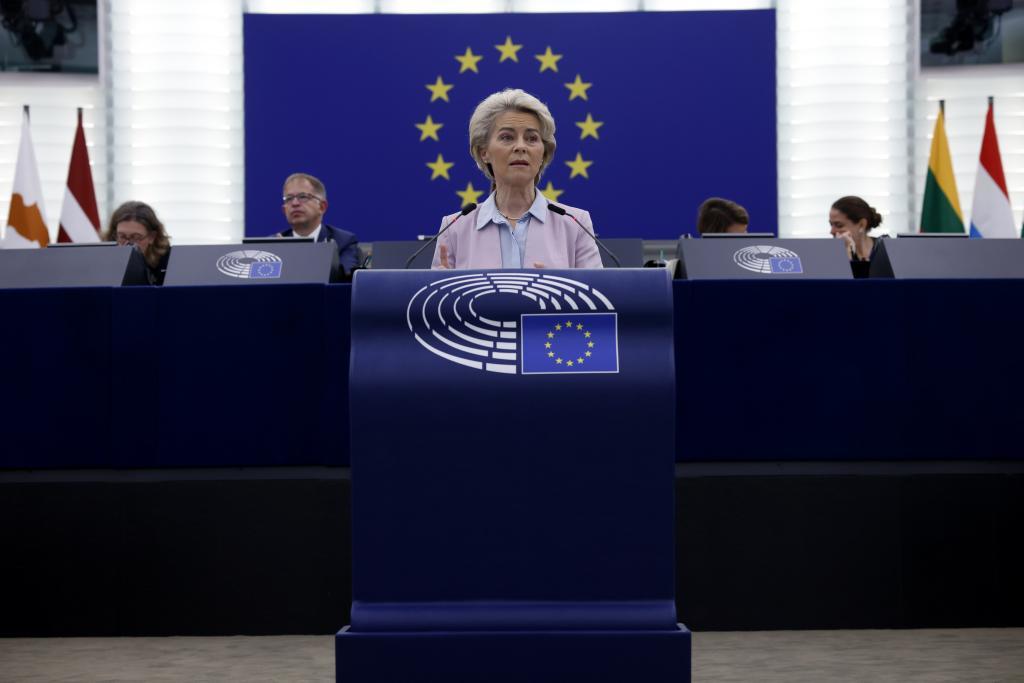 Ursula von der Leyen, en su discurso ante el Parlamento Europeo.