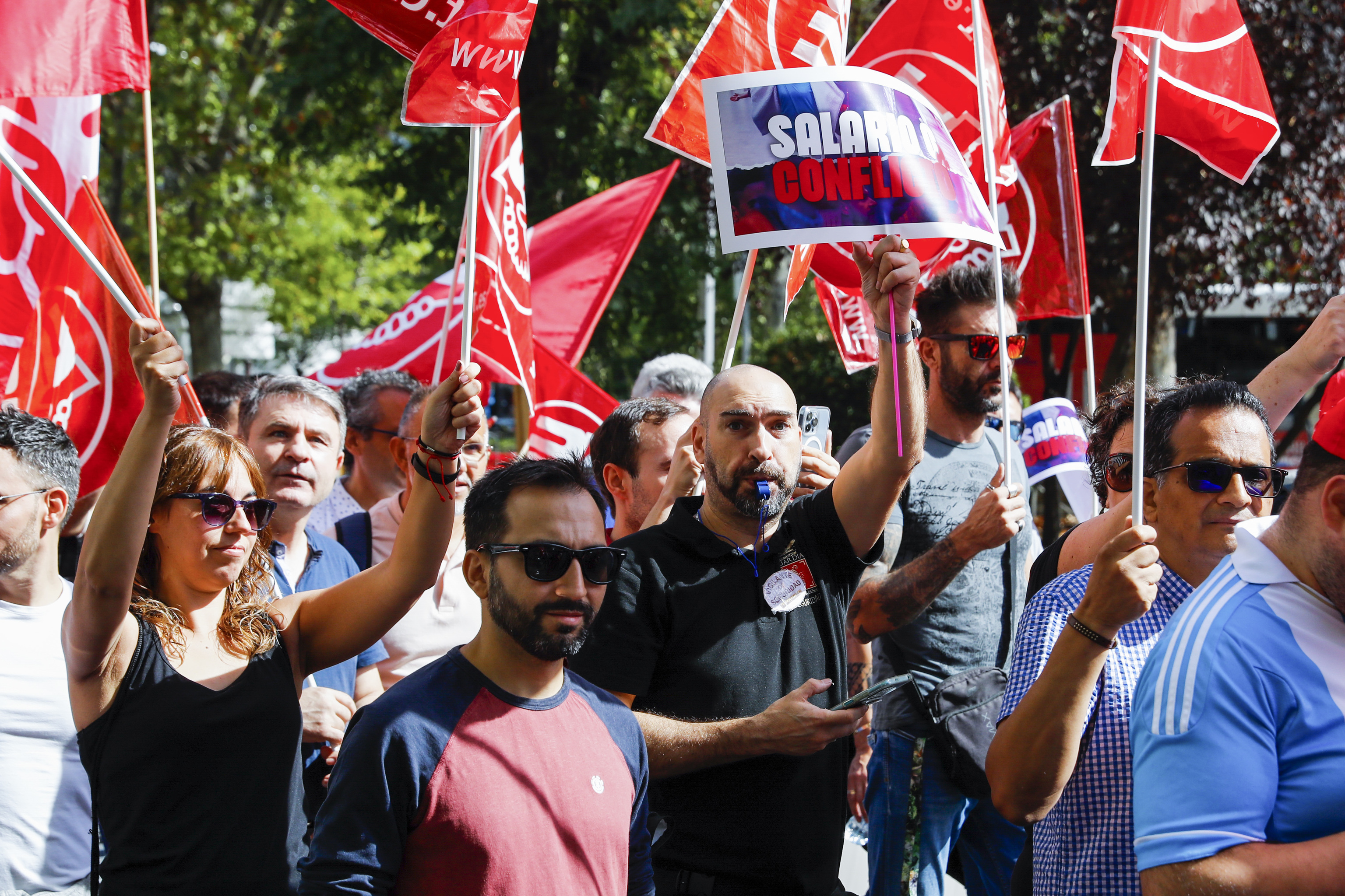 Trabajadores de la seguridad privada en una manifestación el pasado mes de septiembre.