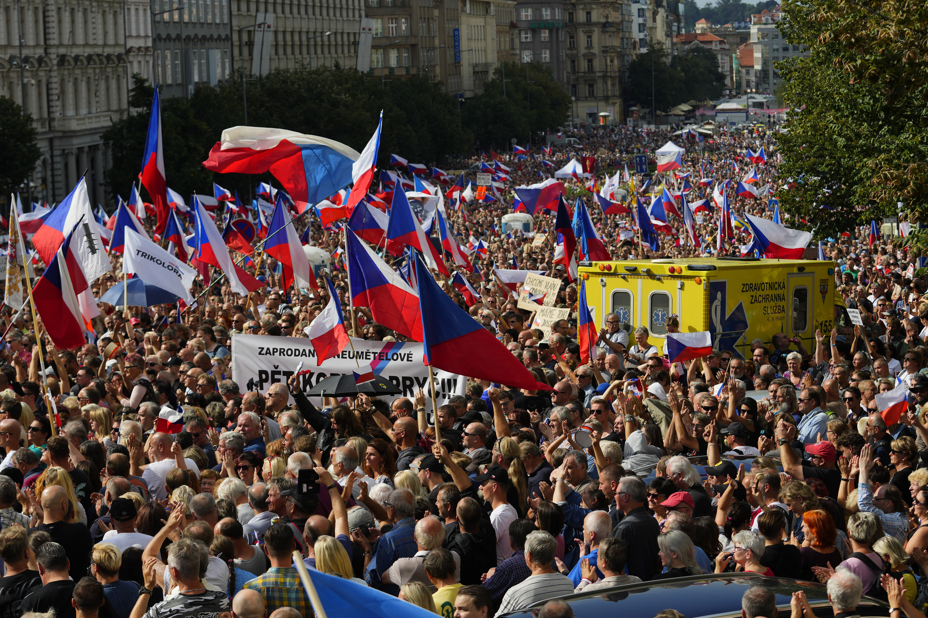 Multitudinaria marcha en Praga contra el Gobierno, el pasado septiembre.