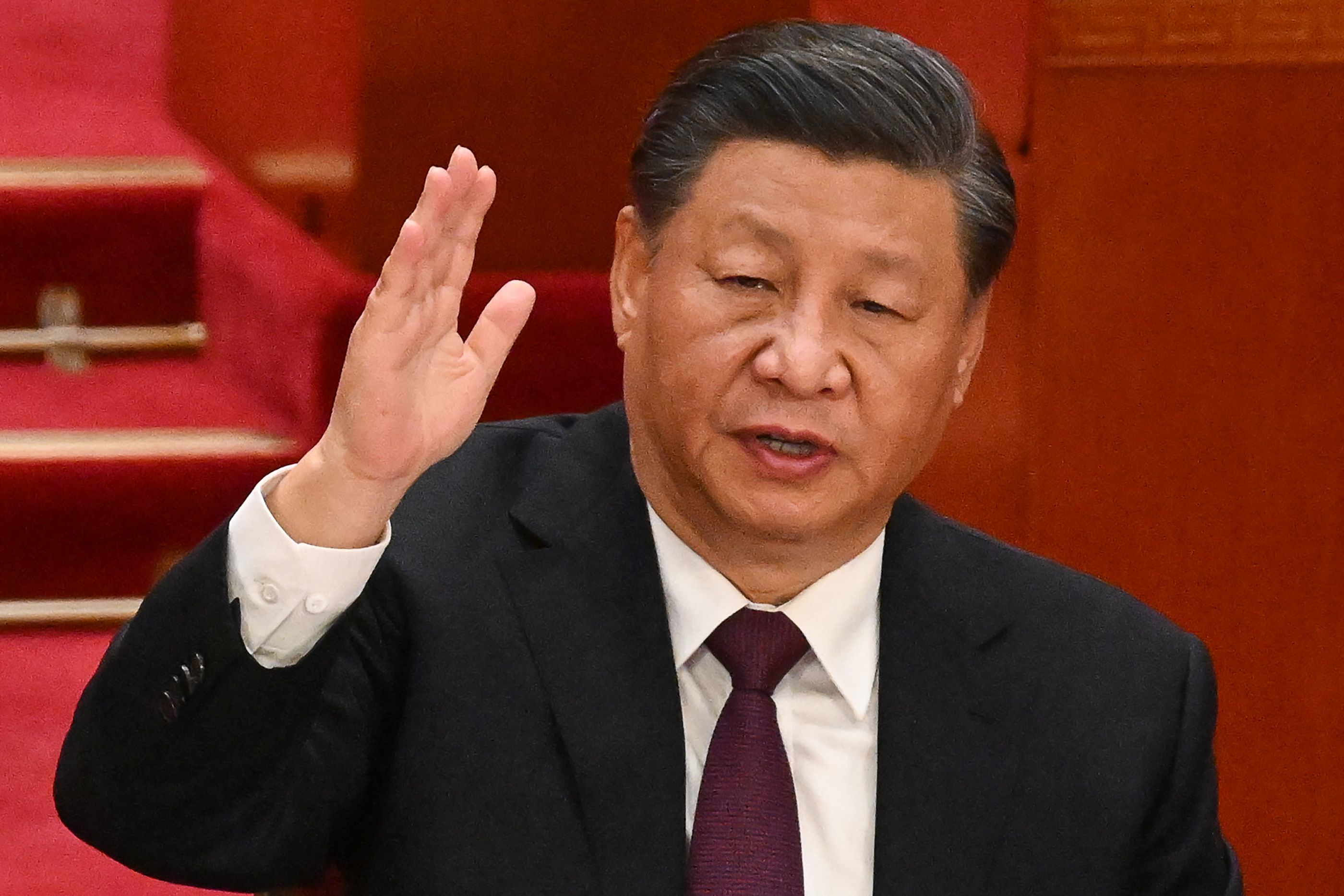 El presidente chino, Xi Jinping, en la clausura del XX Congreso del PCCh.