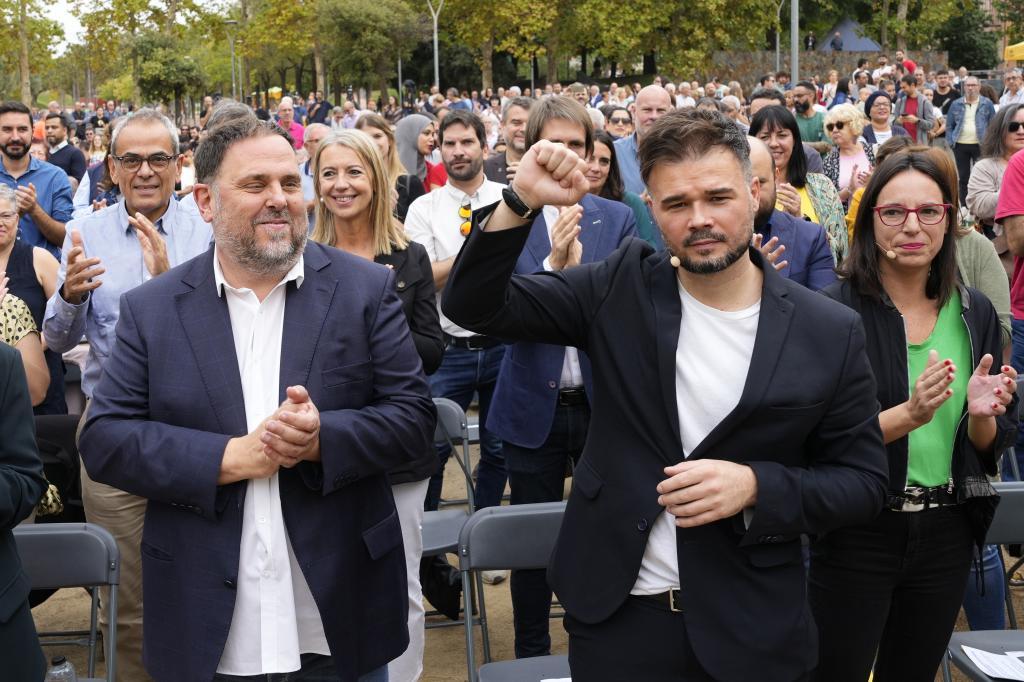 Oriol Junqueras y Gabriel Rufin, en un acto de ERC el pasado da 23.