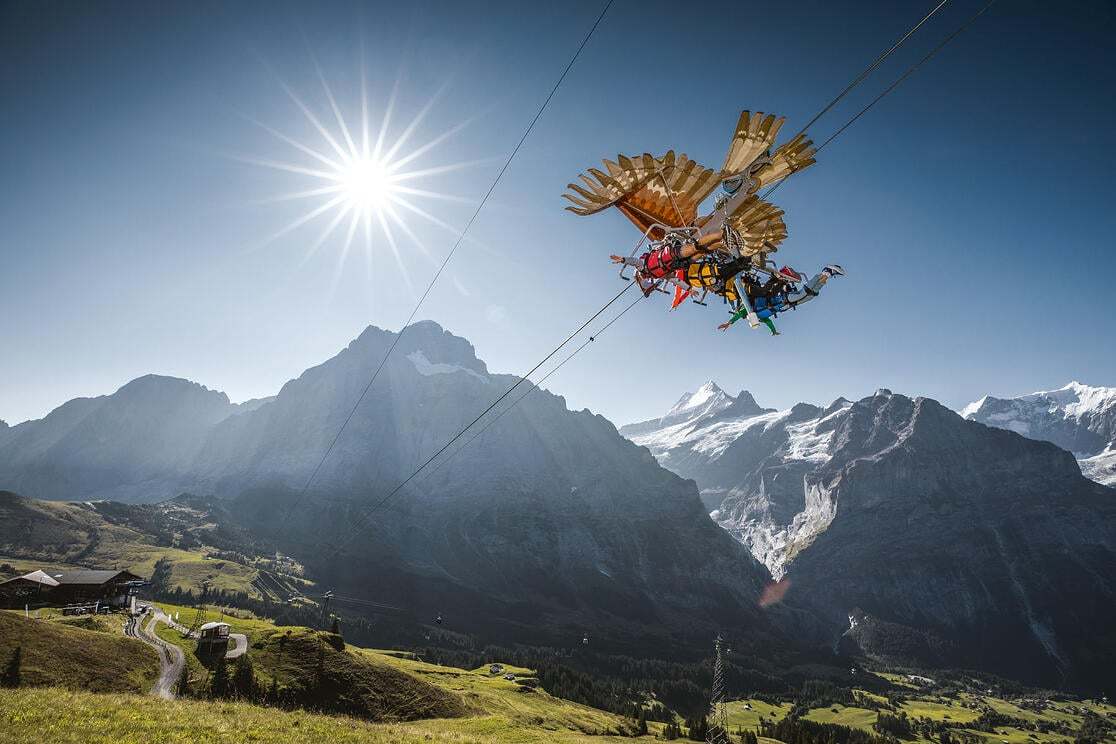 Deportes de aventura en la región suiza de Jungfrau.