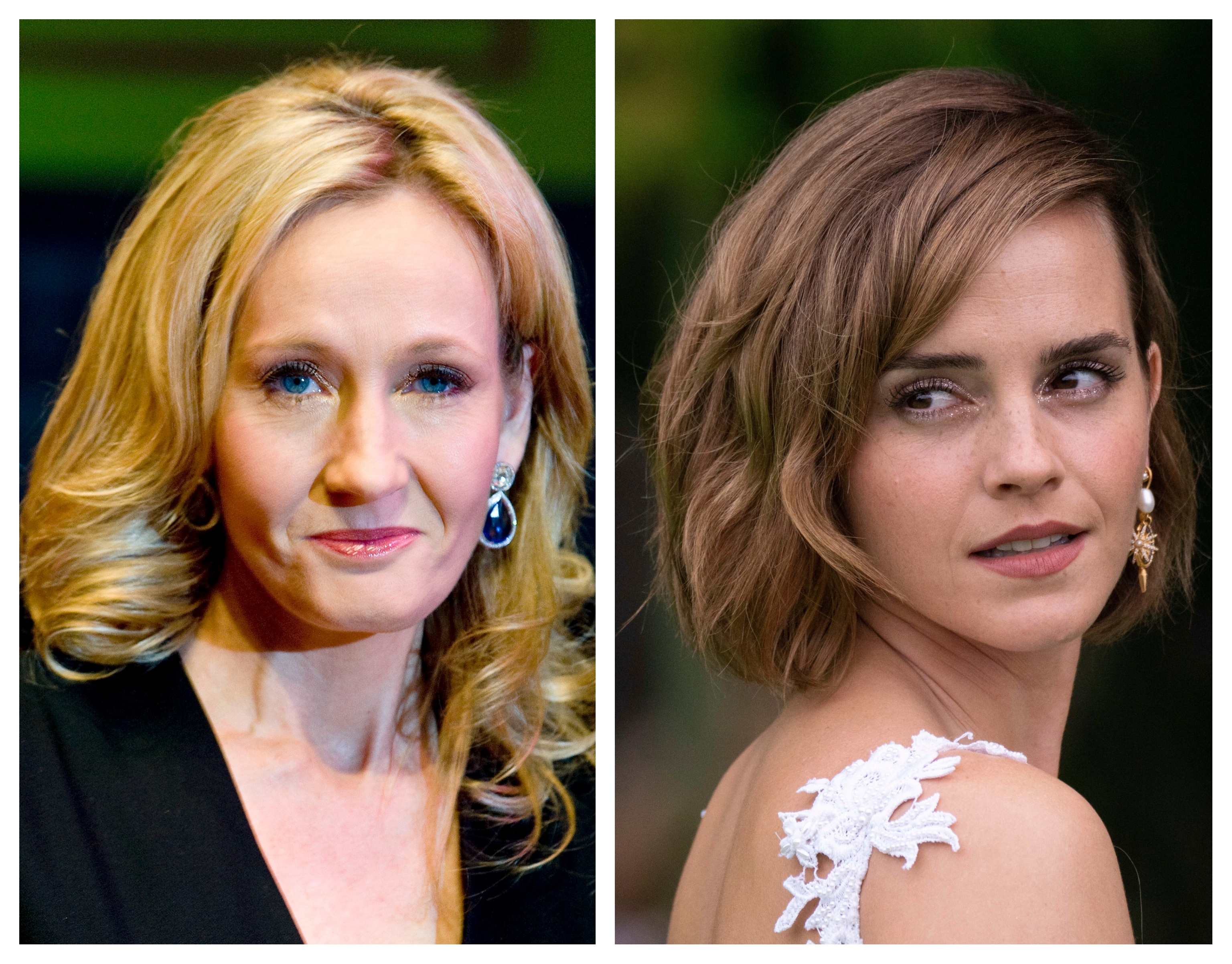 La escritora y guionista J.K Rowling y la actriz Emma Watson