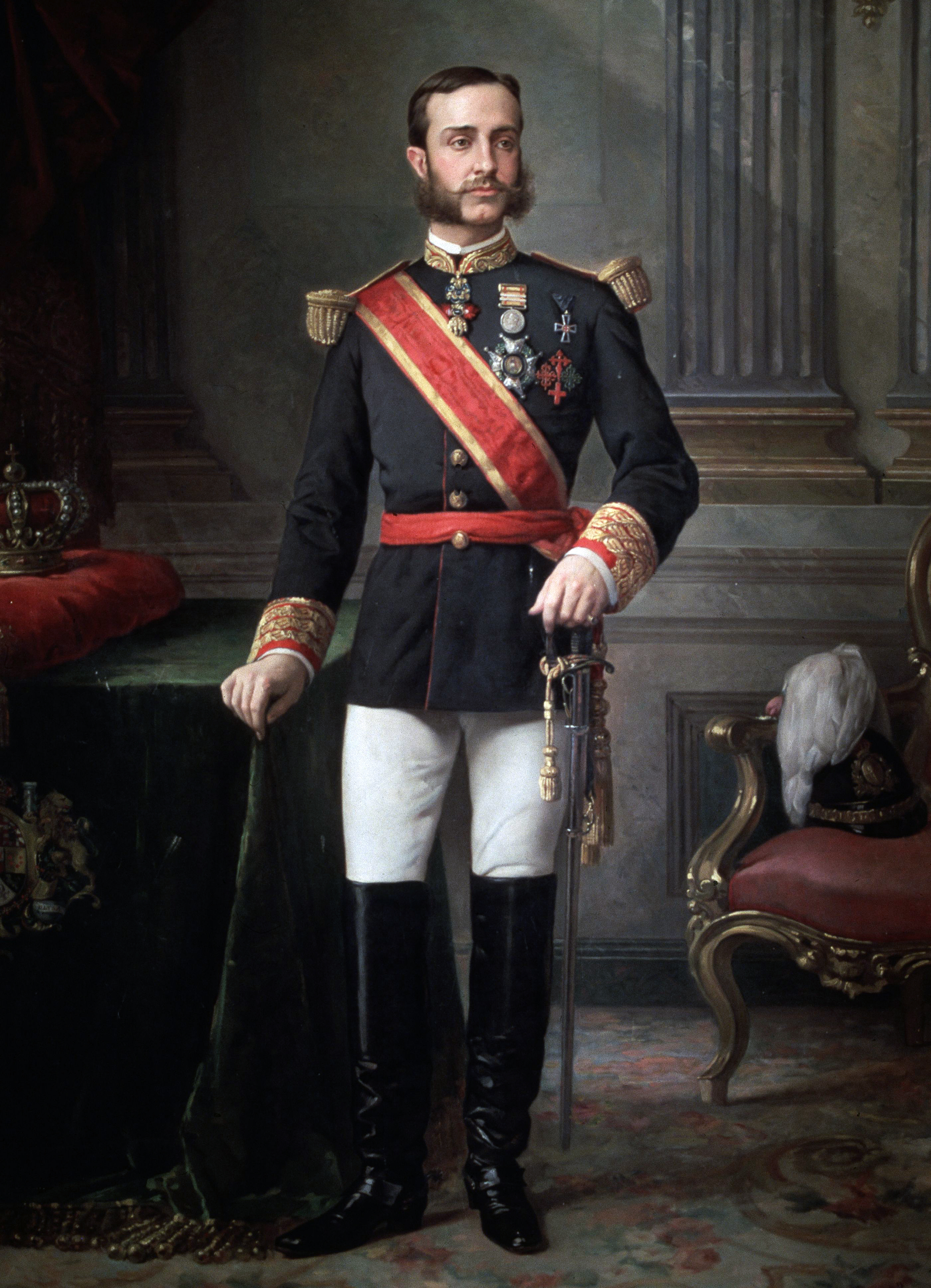 El rey Alfonso XII, hermano de la infanta Isabel, en un retrato de M. Ojeda.