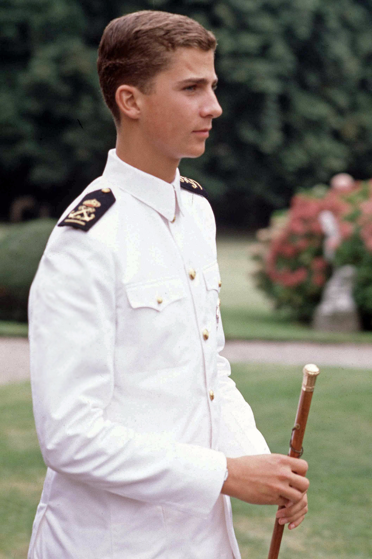 Don Felipe, durante su instrucción en la Escuela Naval Militar de Marín, Pontevedra, en 1986.