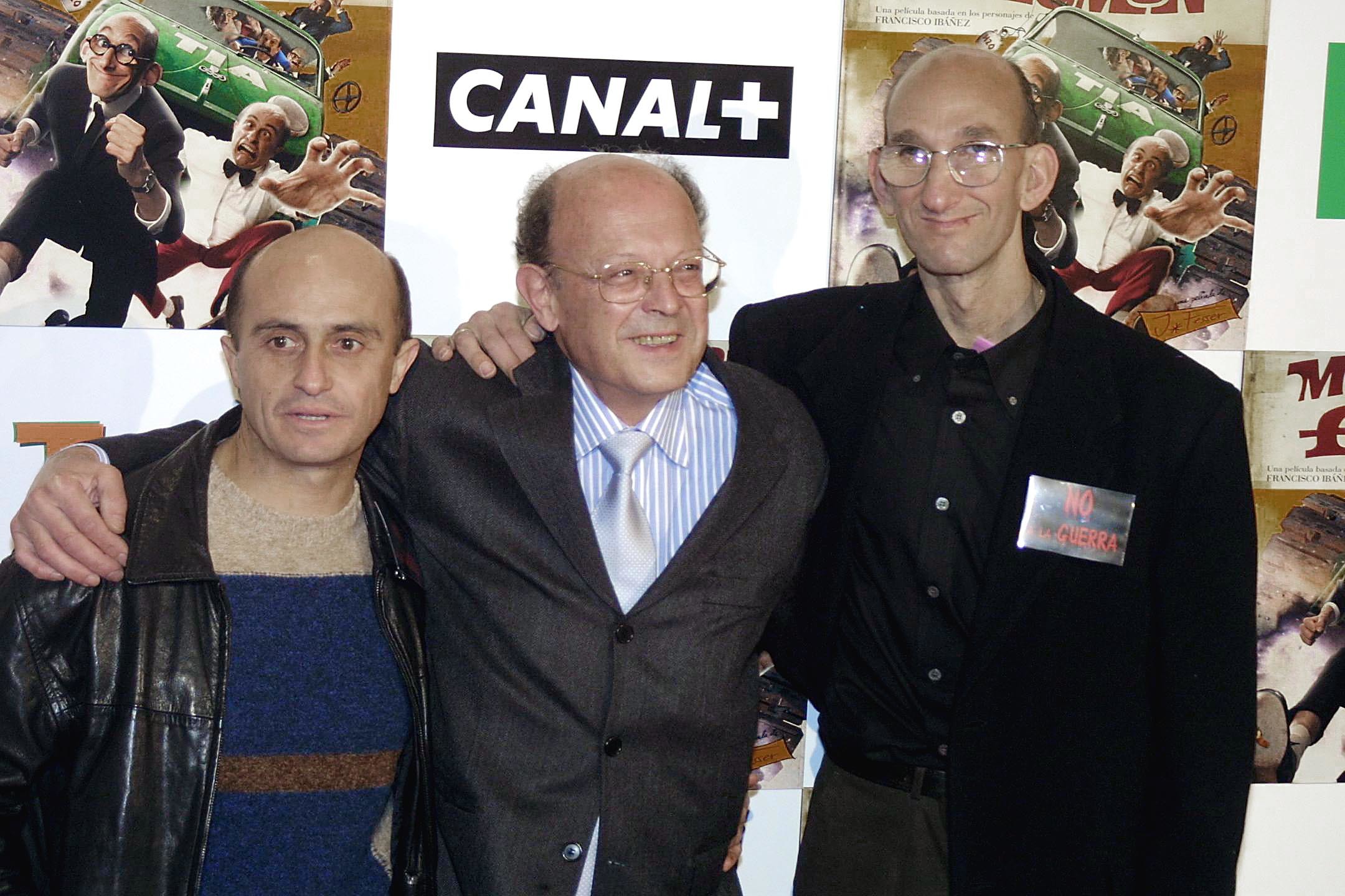 Con Pepe Viyuela y Benito Pocino, actores que dieron vida a Mortadelo y Filemón.