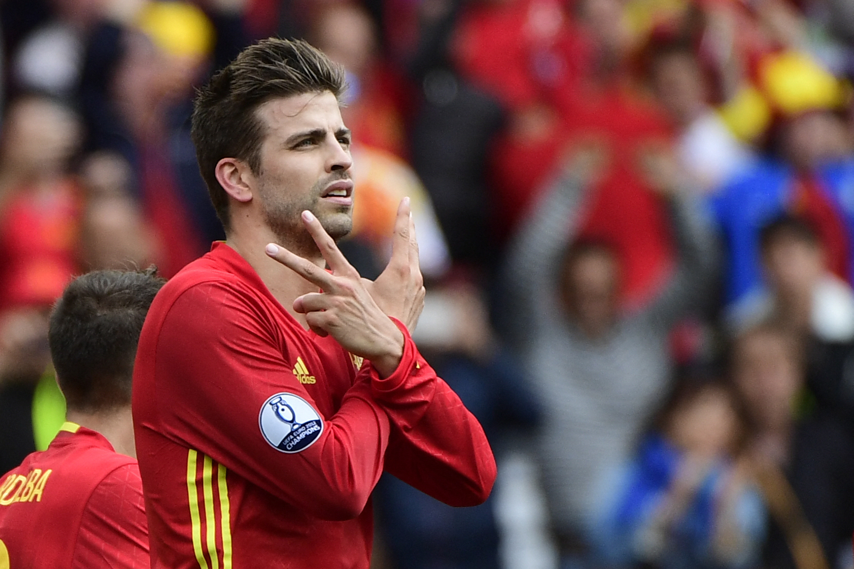 Pique tras marcar el primer gol de España en la Euro 2016.