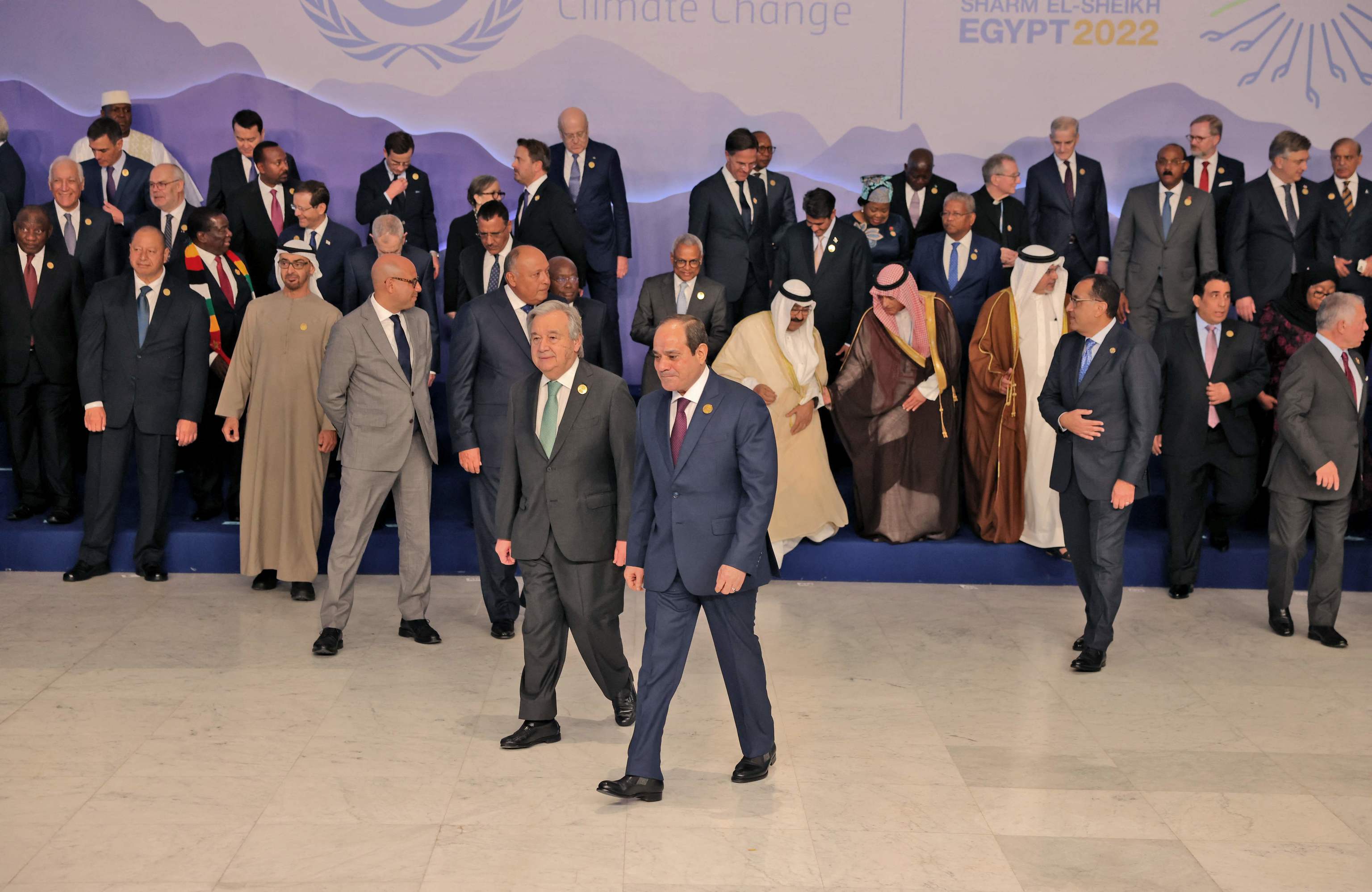 El presidente egipcio, Abdel Fattah al-Sisi y Antnio Guterres, secretario general de la ONU.
