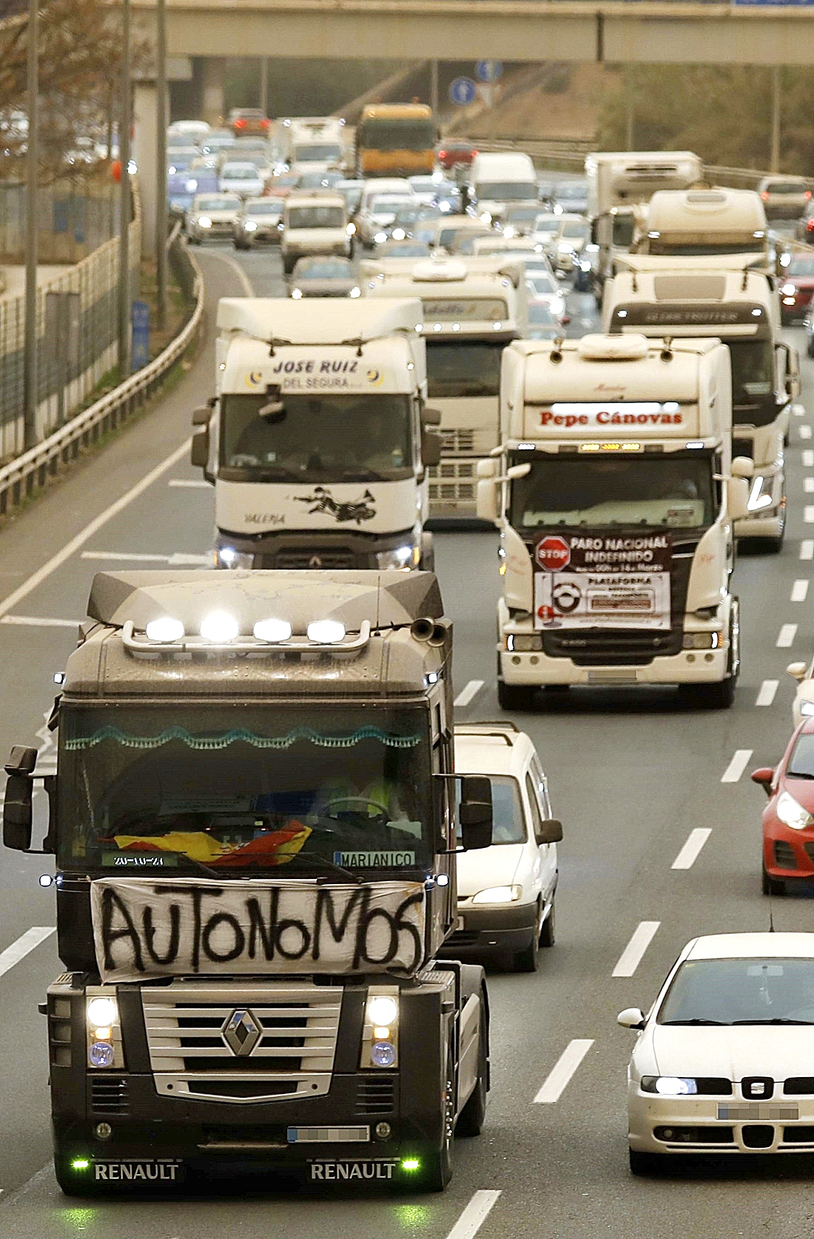 Protesta de transportistas el pasado mes de marzo