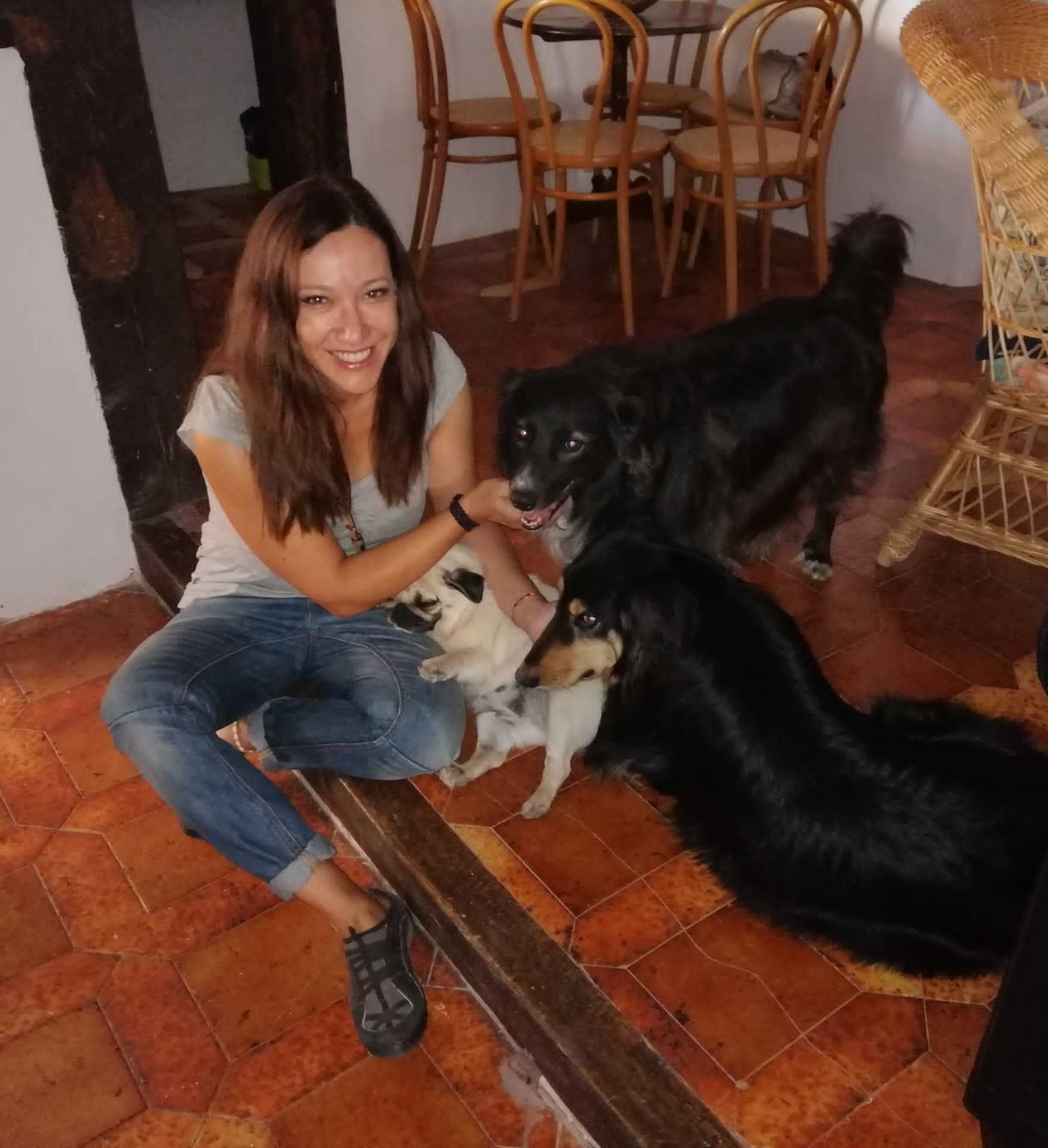La Yolanda Beltrn ms personal, con sus tres perros adoptados.