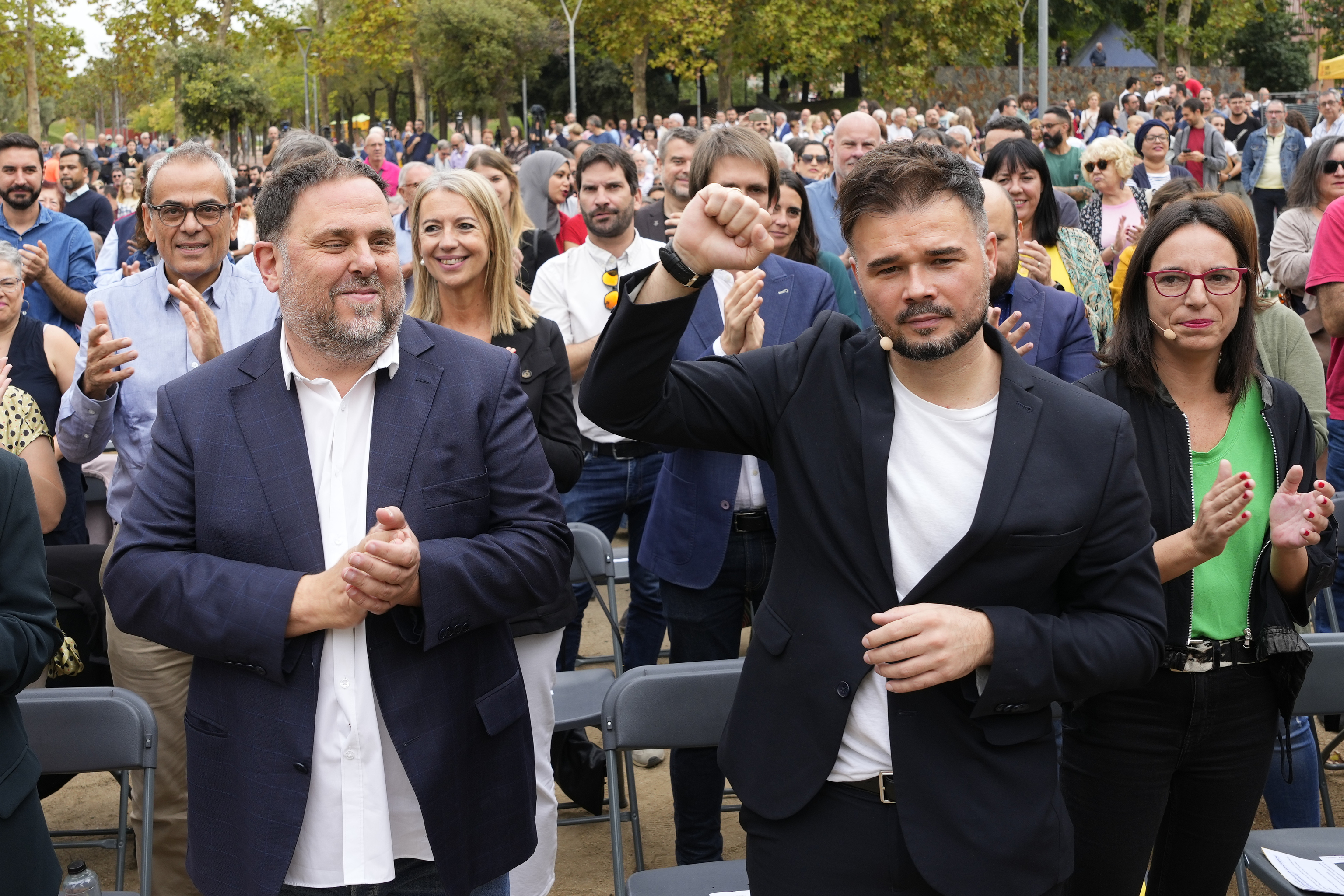 Oriol Junqueras y Gabriel Rufián, en un acto de ERC el pasado octubre.