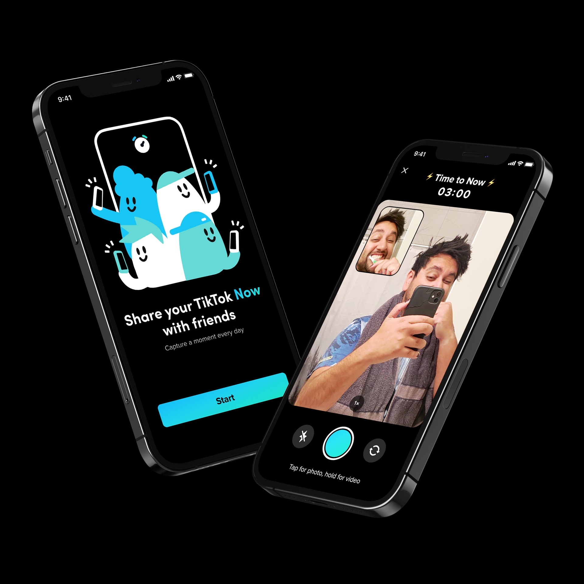 Dos teléfonos móviles con la app TikTok Now.