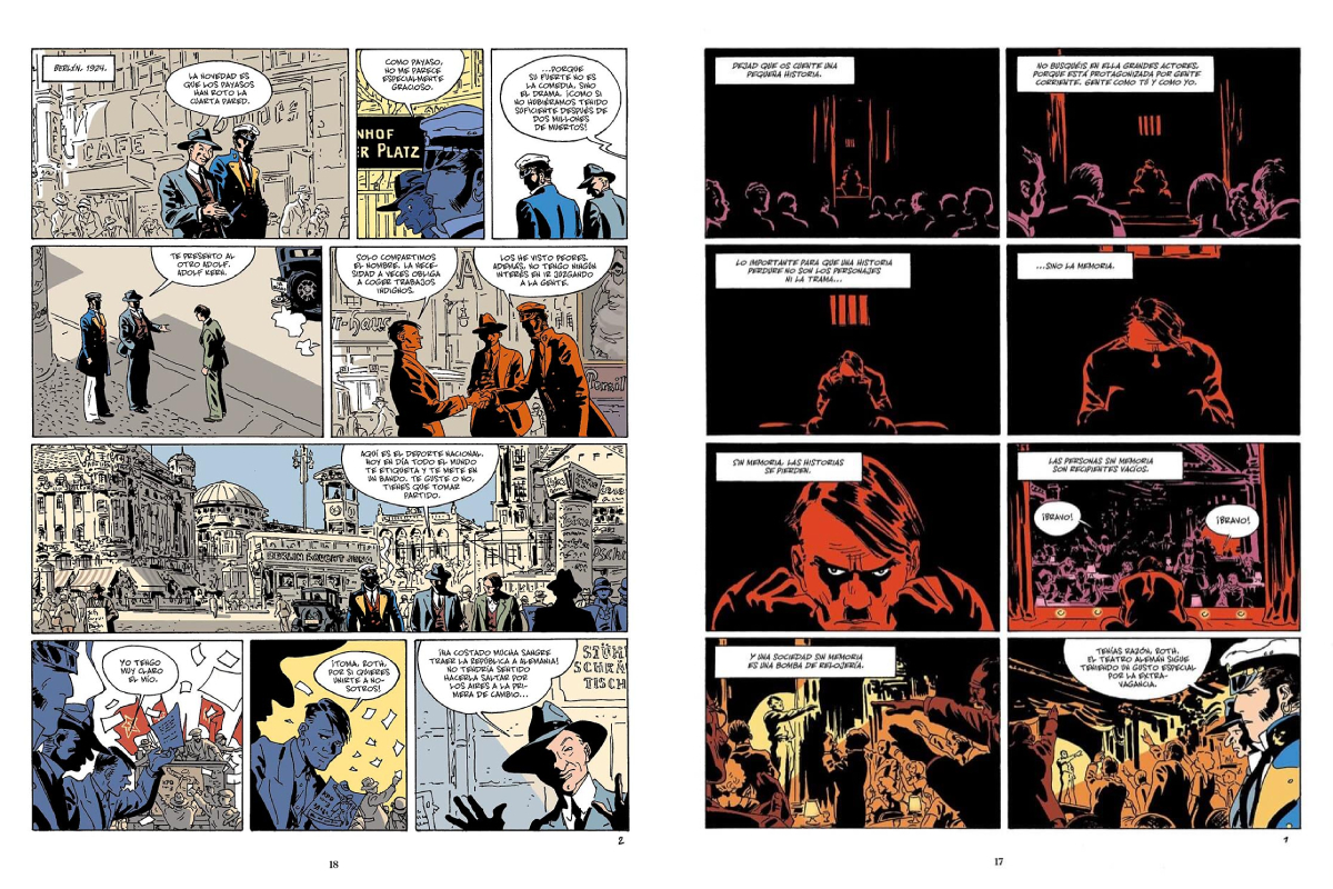 Un par de páginas del cómic de Corto Maltés