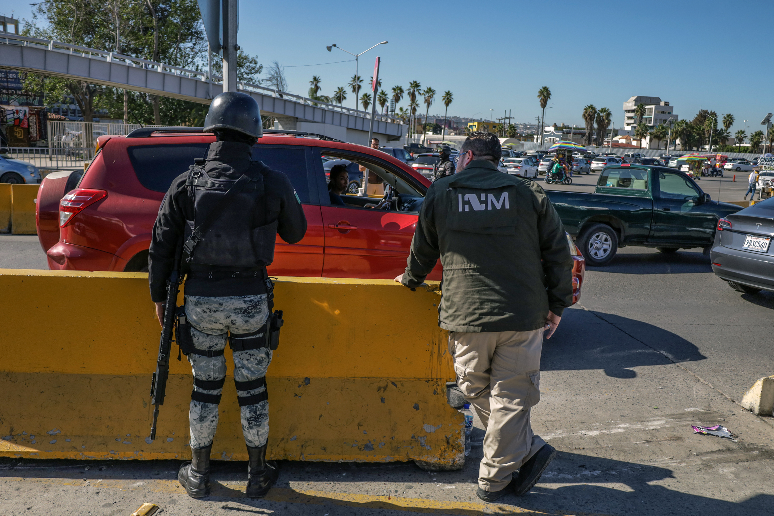 Punto de control en la frontera de México con EEUU