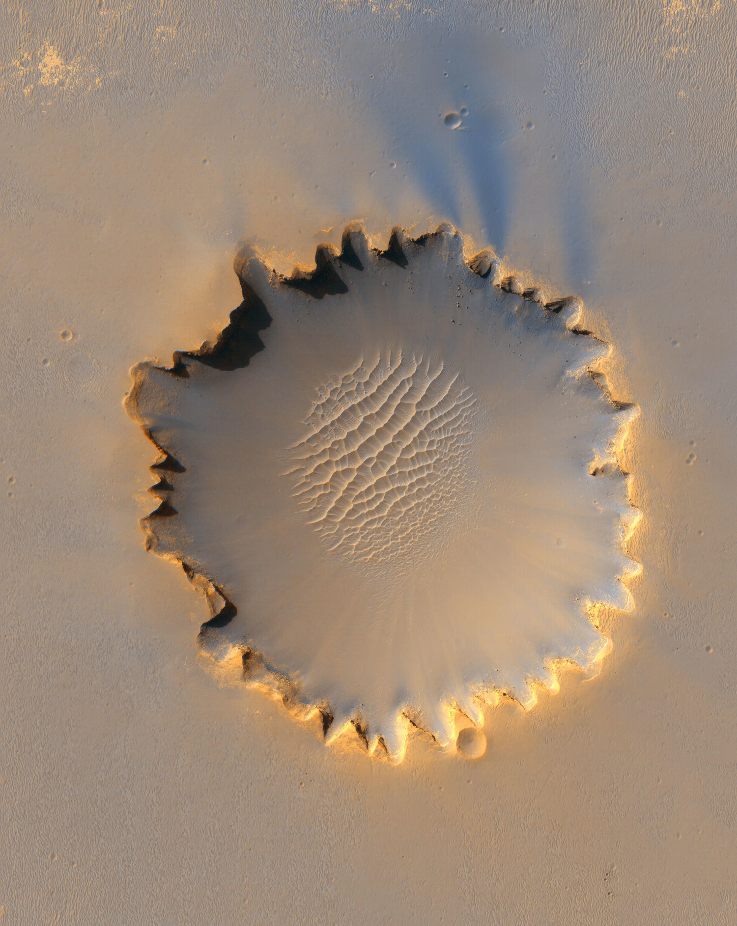 Imagen del cráter Victoria, en el Meridiani Planum, de Marte.