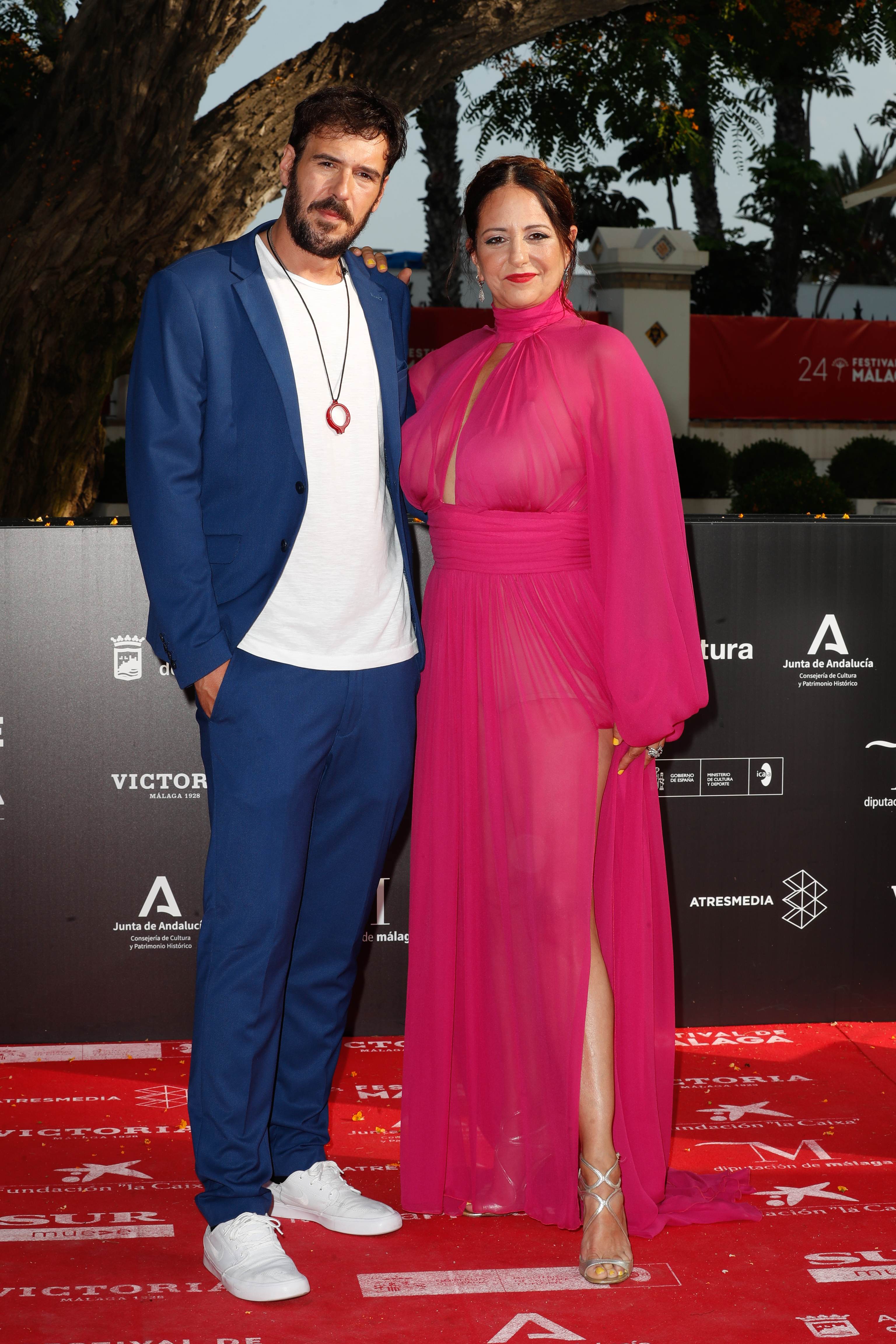 La actriz posa junto a su pareja, Mario Matute, en el festival de cine de Málaga en 2021