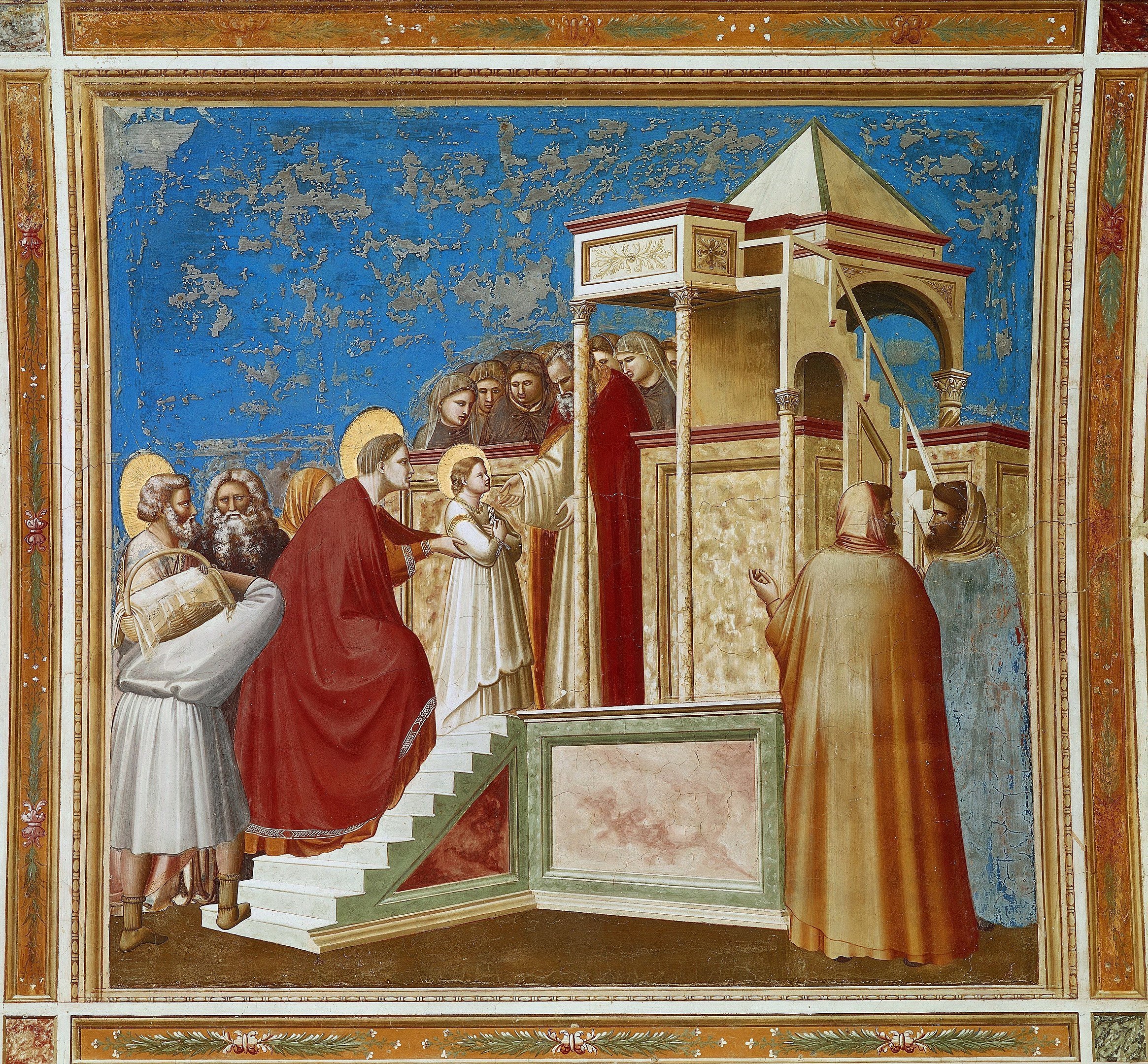 Escena de la Presentacin de la Virgen en el Templo, obra de Giotto (1305-1306).