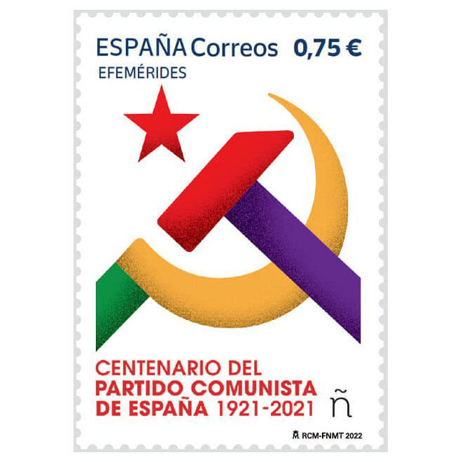 El sello conmemorativo del centenario del PCE.
