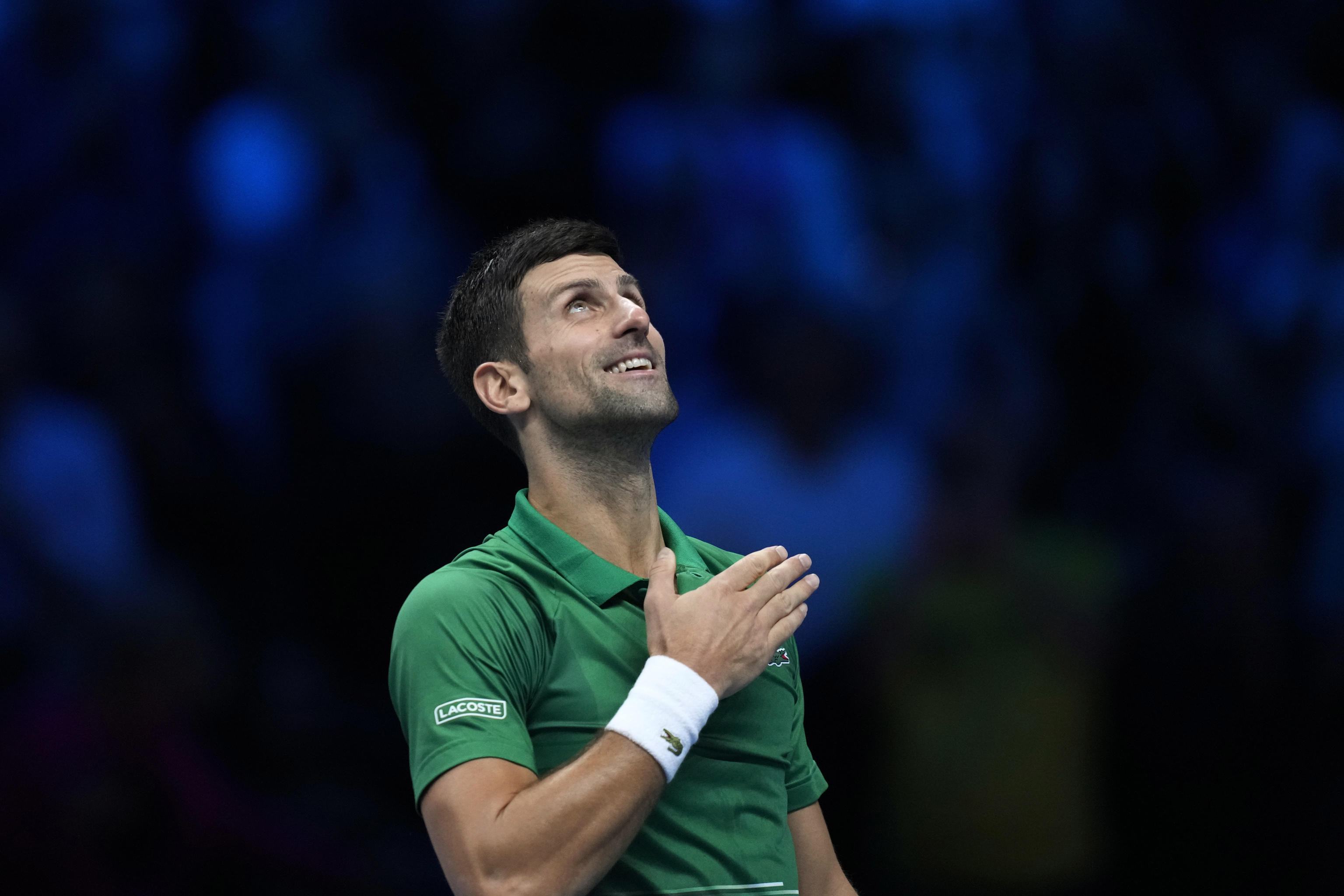 Djokovic celebra su triunfo ante Fritz.