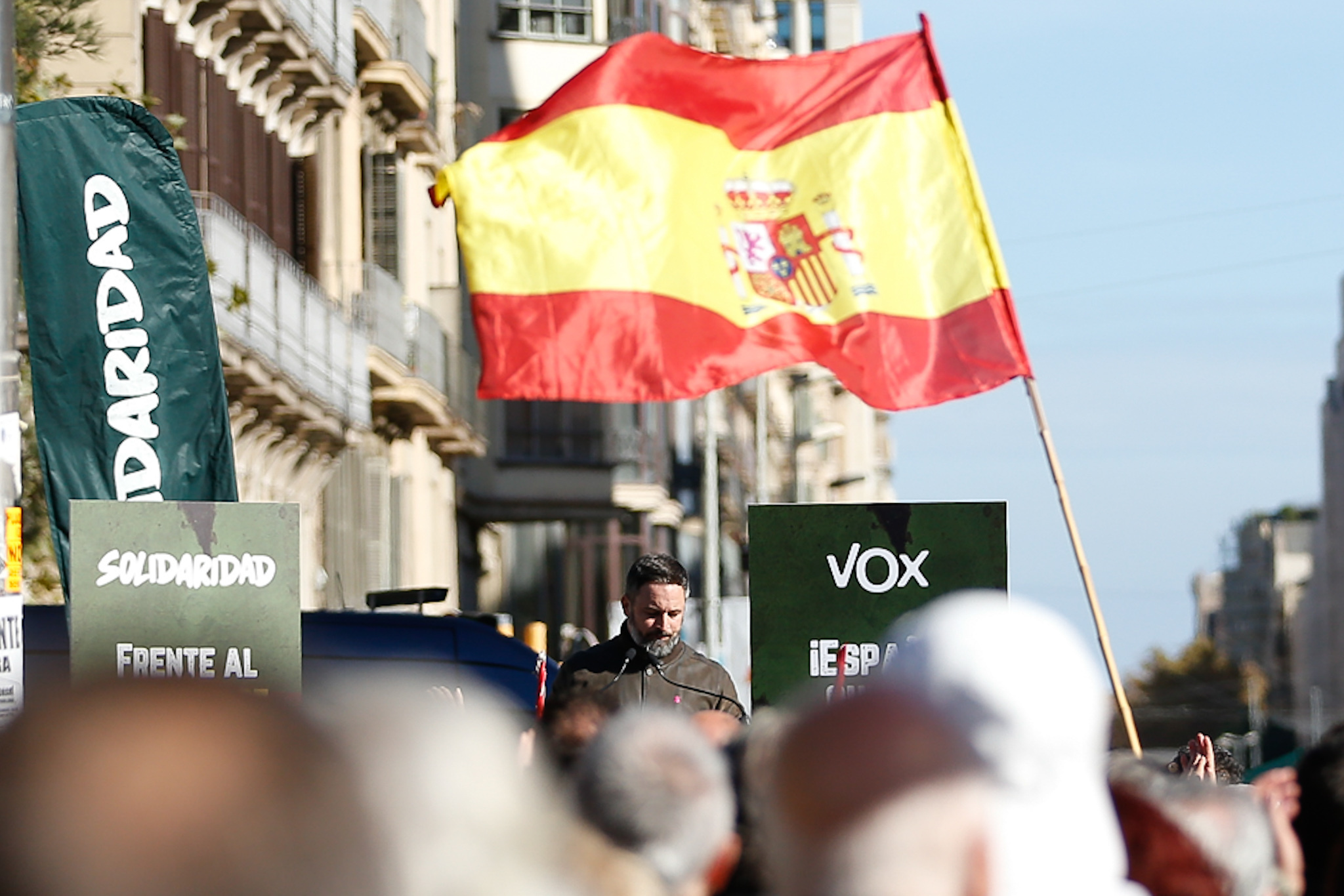 Abascal, lder de Vox,durante un mitin contra la reforma de la sedicin el sbado en Barcelona.