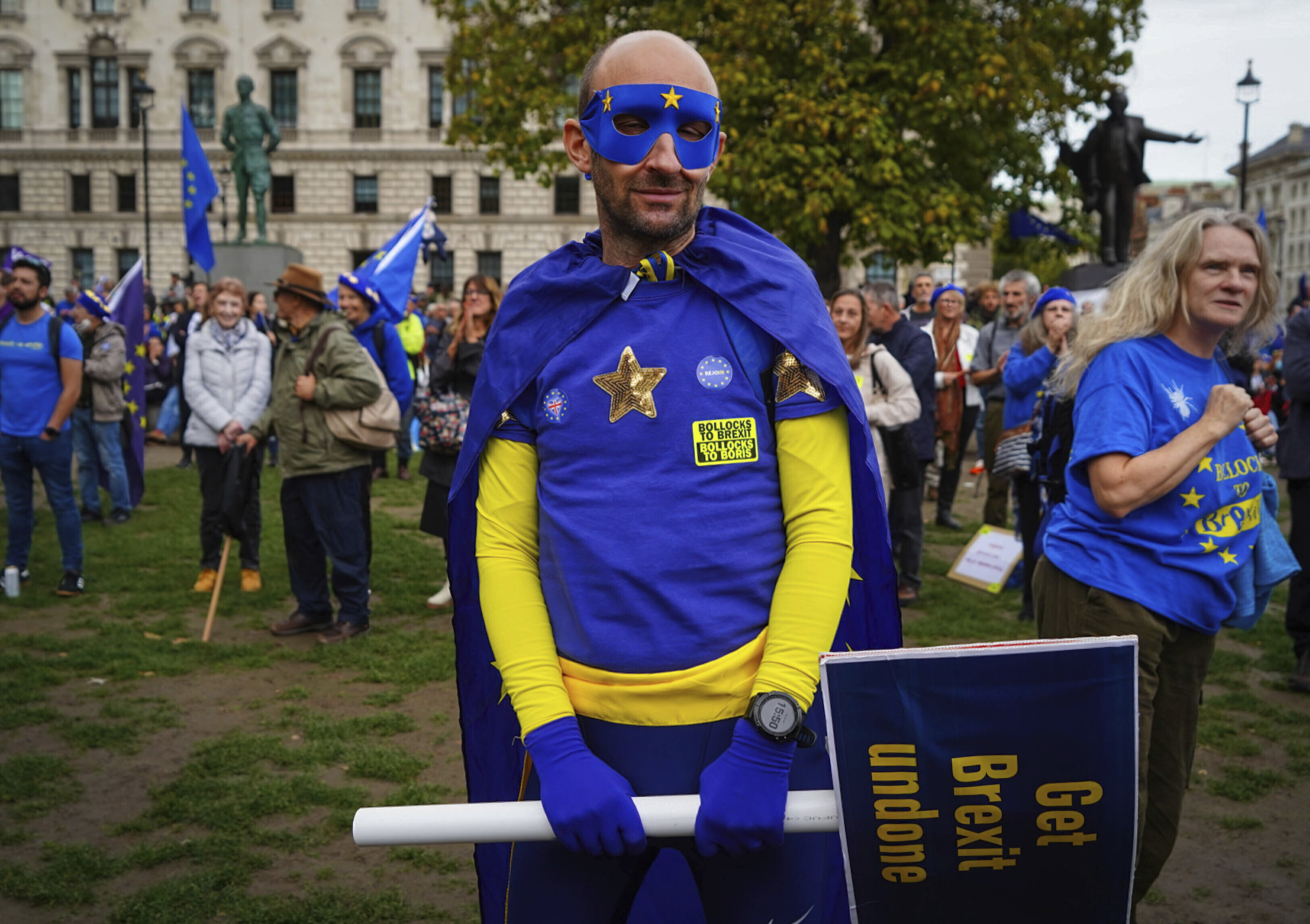 Un participante de la reciente manifestación anti-Brexit celebrada en Londres.