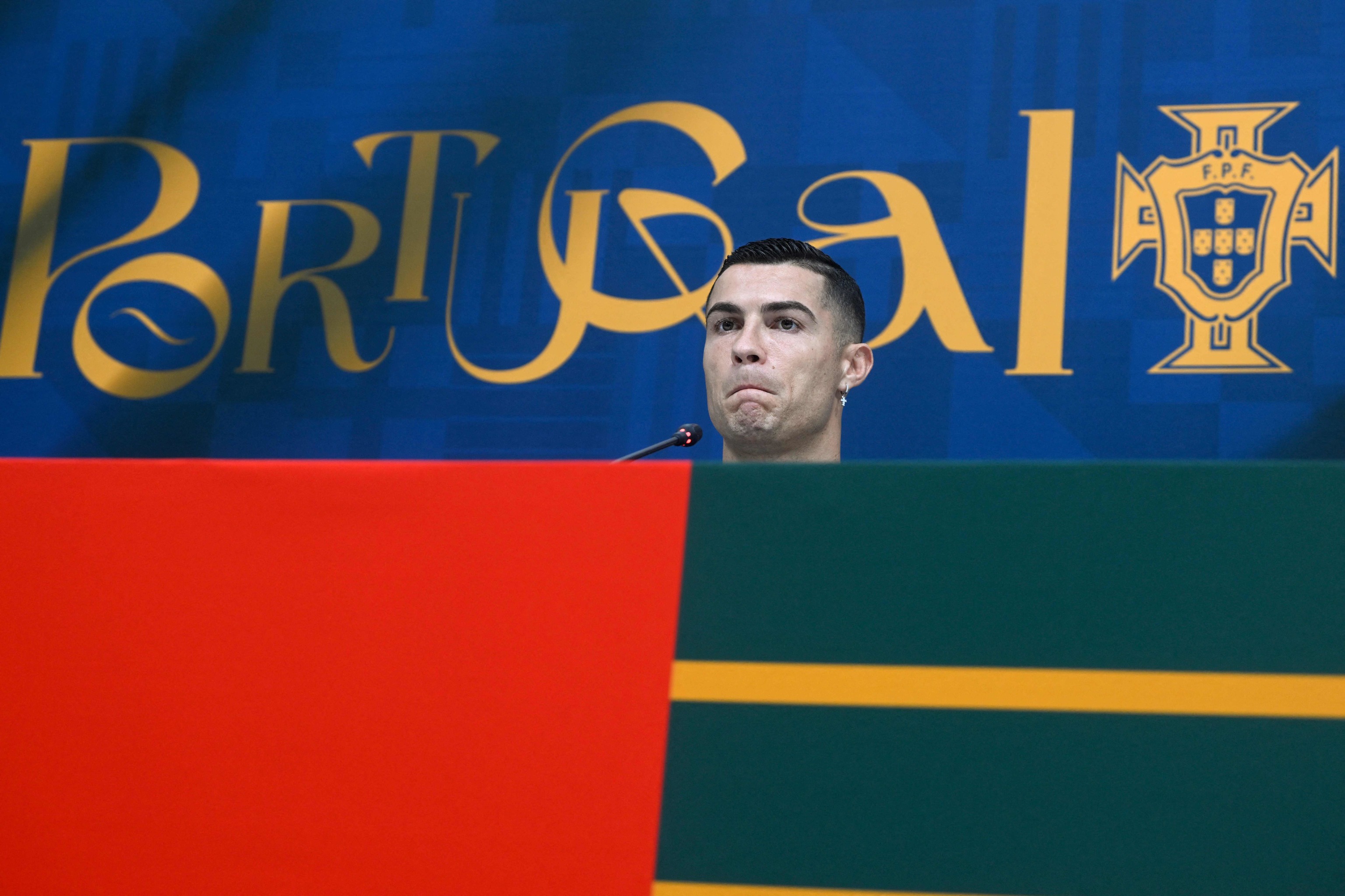 Cristiano Ronaldo, durante la rueda de prensa de Portugal.