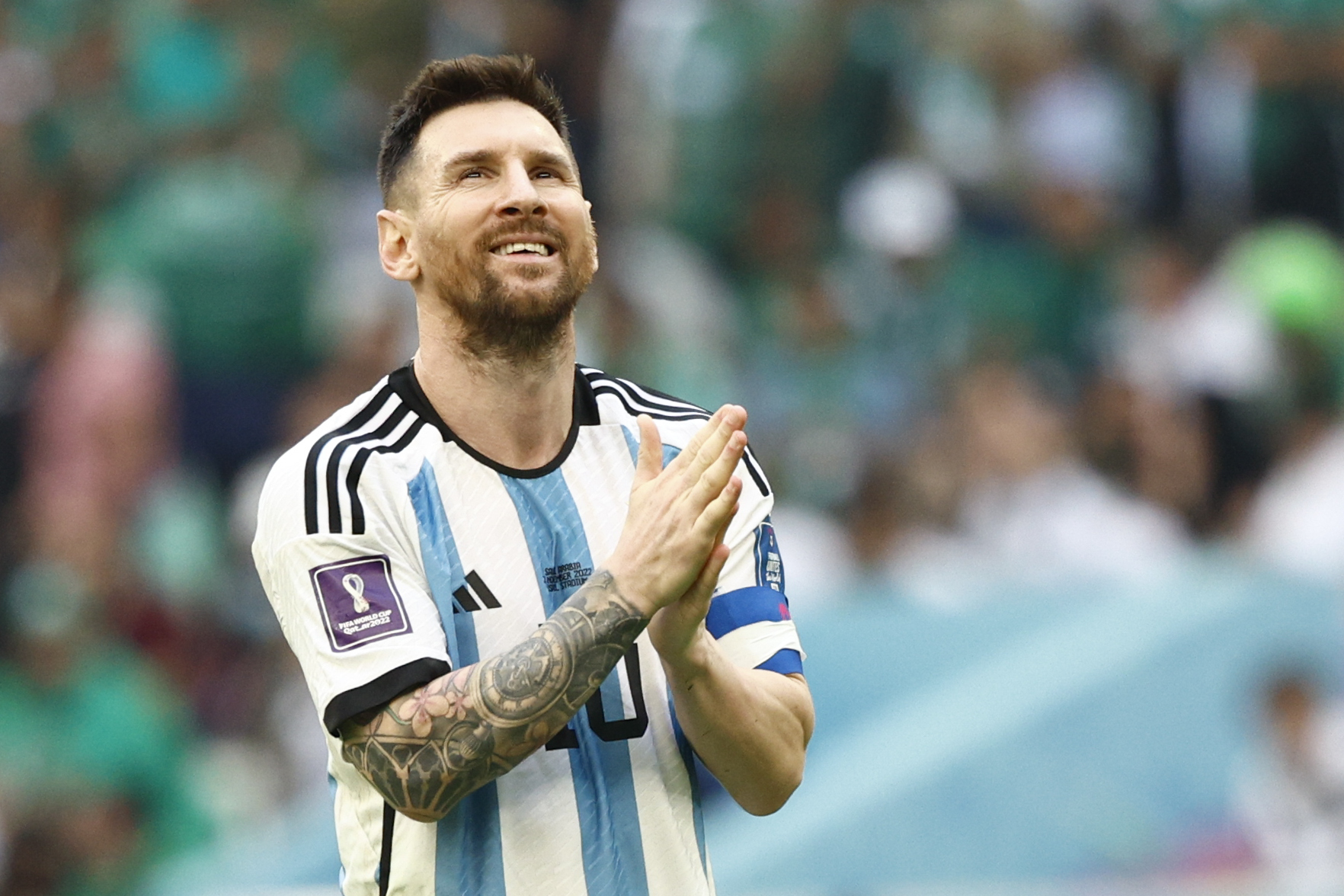 Leo Messi durante el primer partido de Argentina en el Mundial de Qatar 2022.