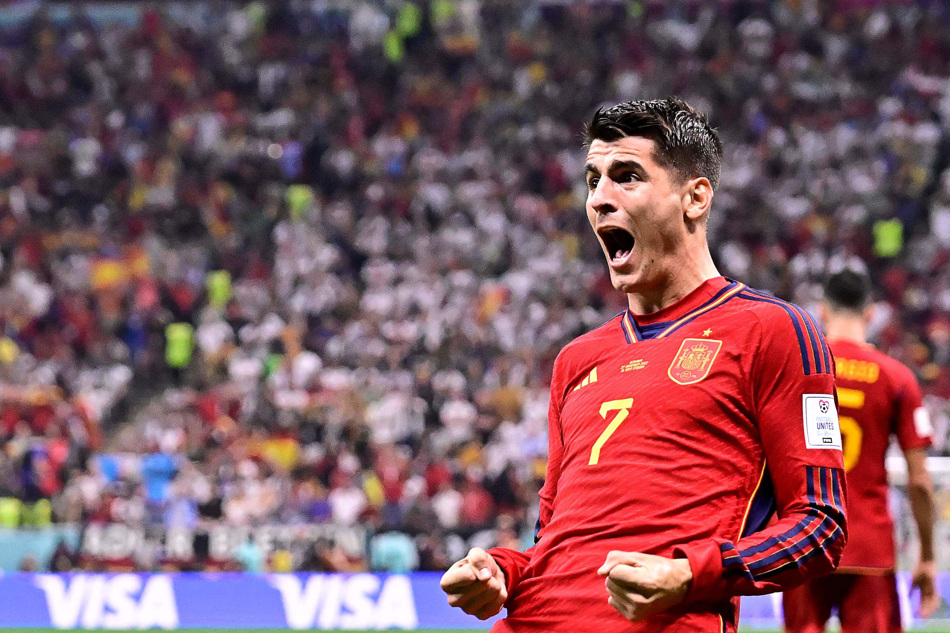 Álvaro Morata celebra su gol ante Alemania.