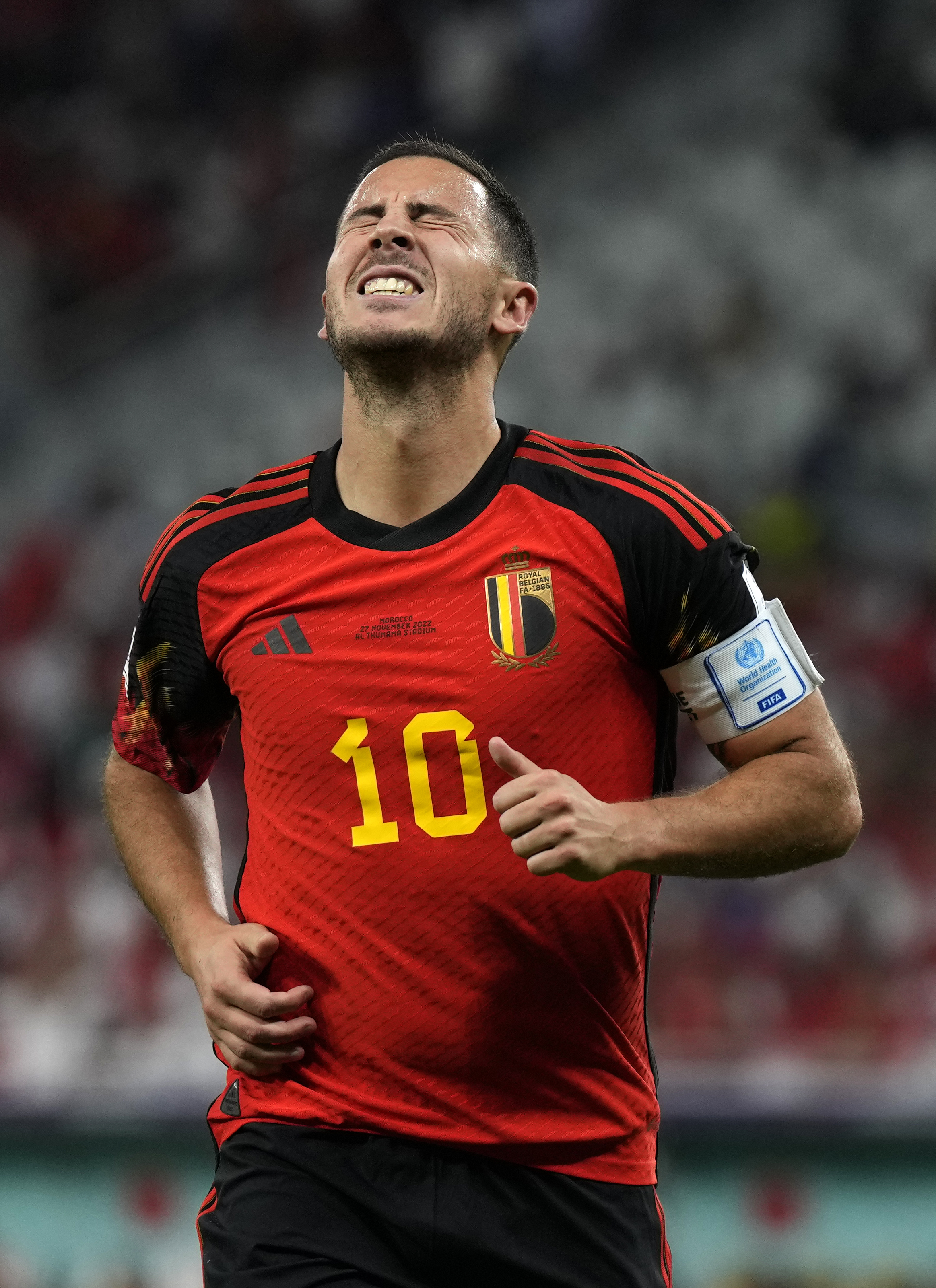 Hazard, durante el partido ante Marruecos.