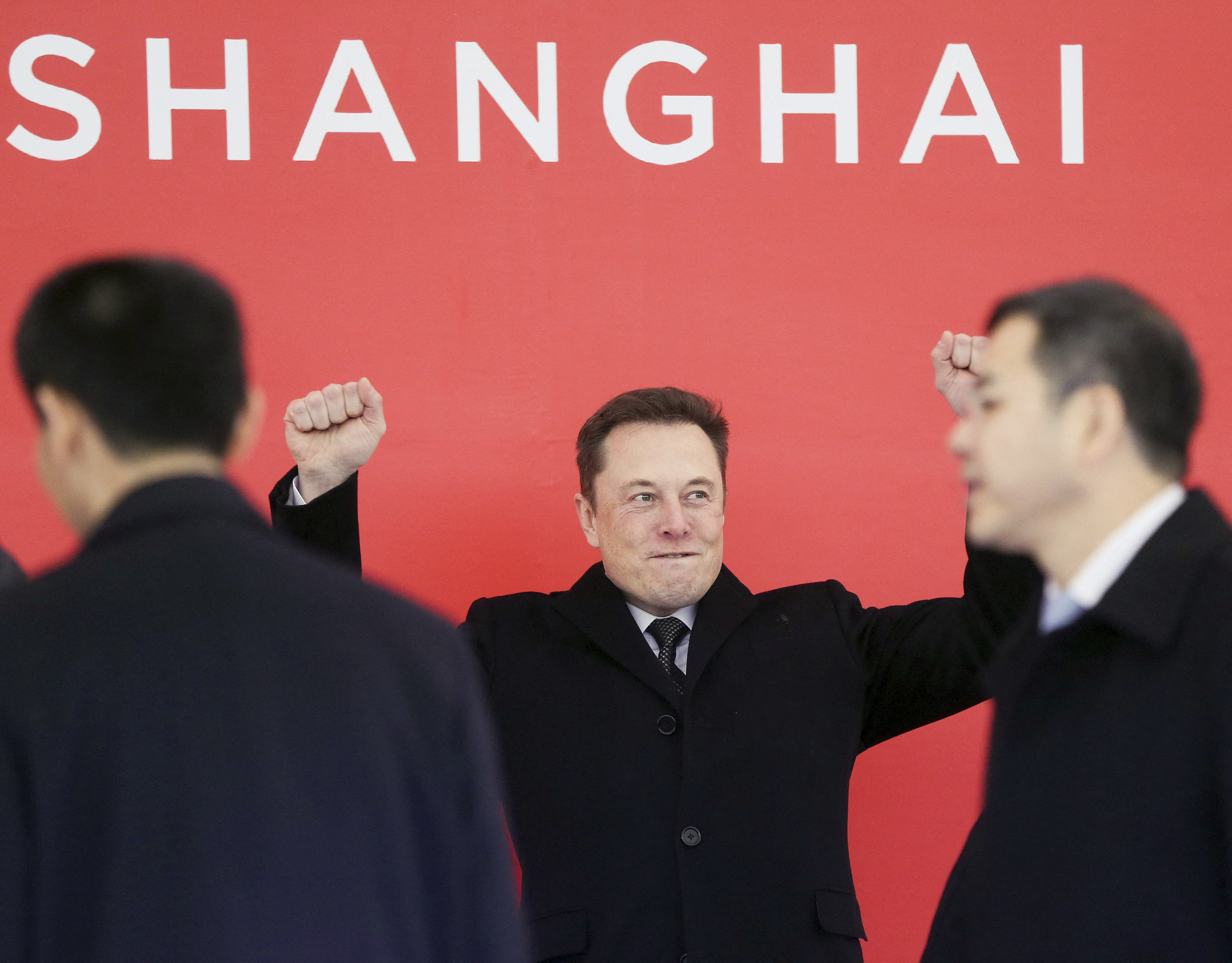 Elon Musk, en la ceremonia inaugural de Tesla, en Shanghai.