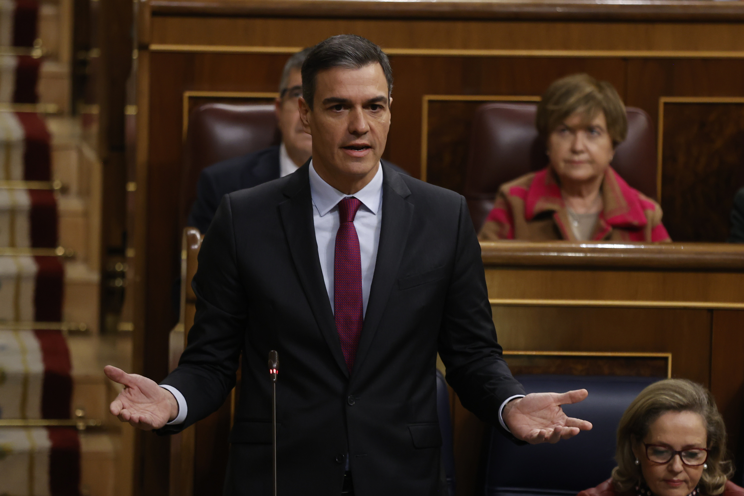 Pedro Sánchez, este miércoles, durante la sesión de control al Gobierno en el Congreso.