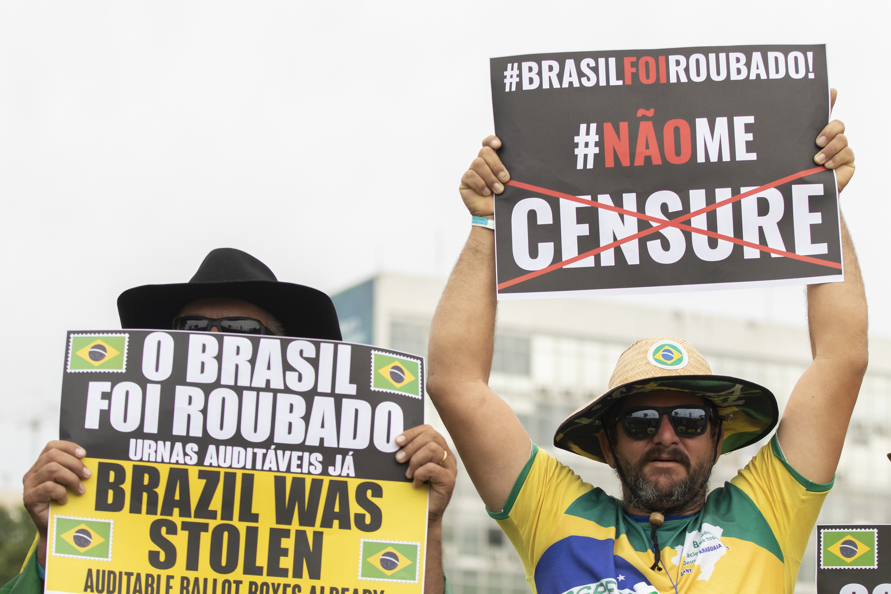 Simpatizantes de Bolsonaro, durante una protesta contra la elecci