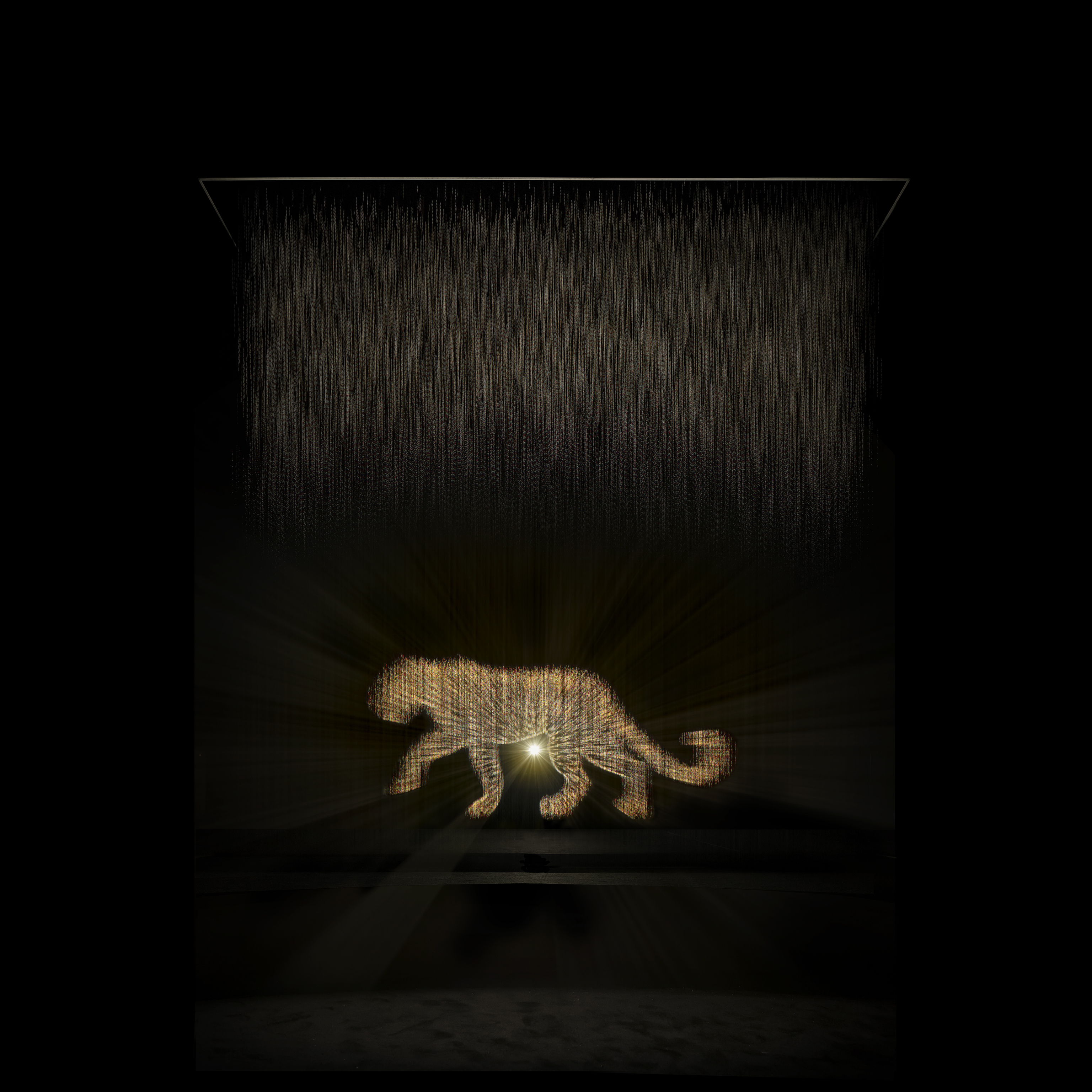 La pantera perfumada, que se proyecta sobre una cortina de agua, es la protagonista de la instalacin efmera OSNI 2, The Scented Myth, de Cartier, en Pars