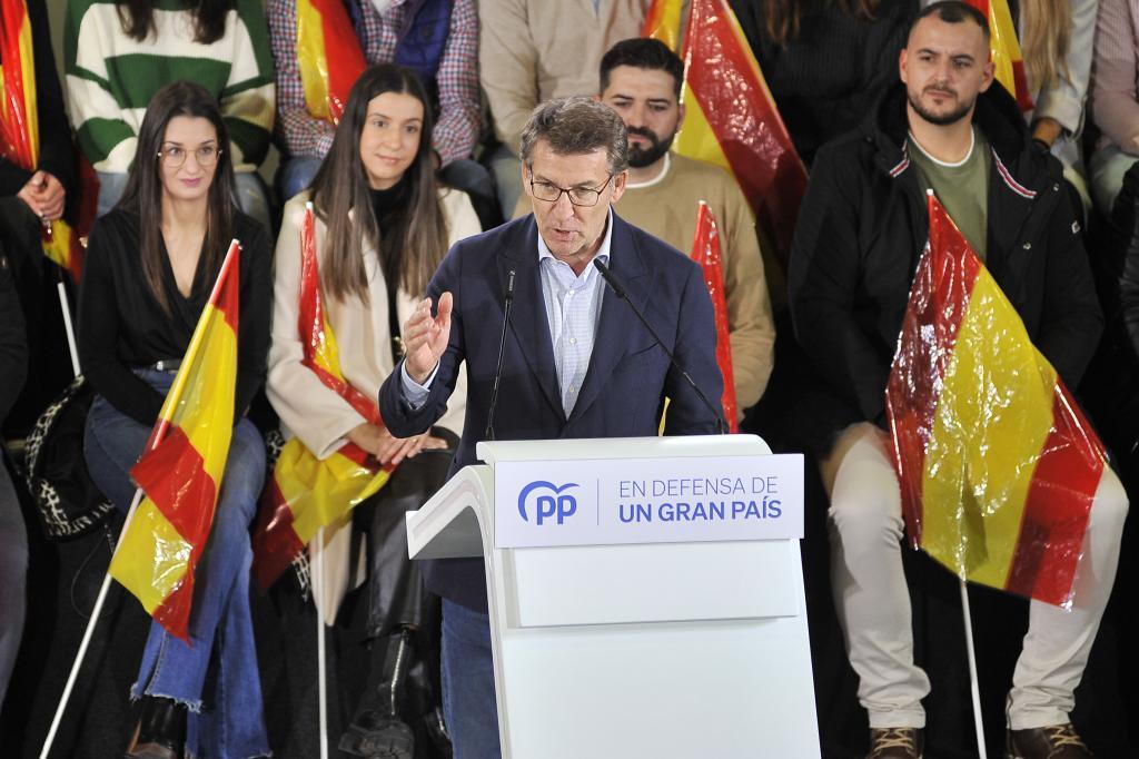 El presidente del PP, Alberto Núñez Feijóo, este jueves en Albacete.