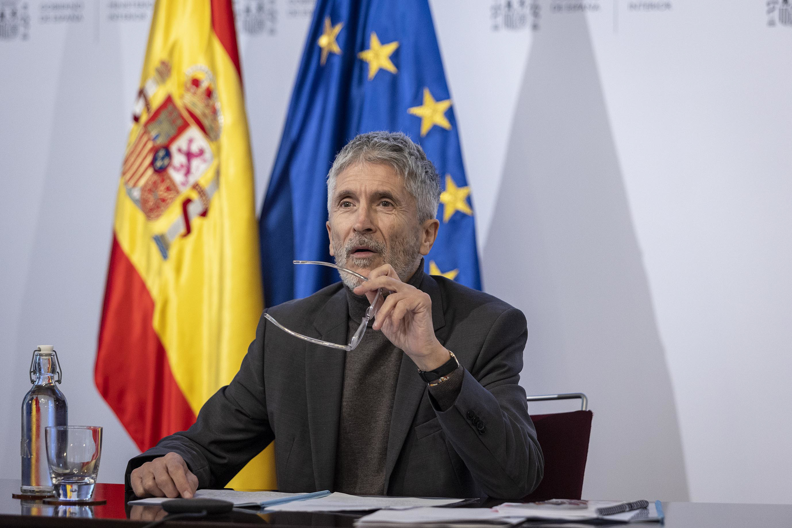 El ministro del Interior, Fernando Grande-Marlaska, durante su intervencin en el Foro de Internet de la UE.