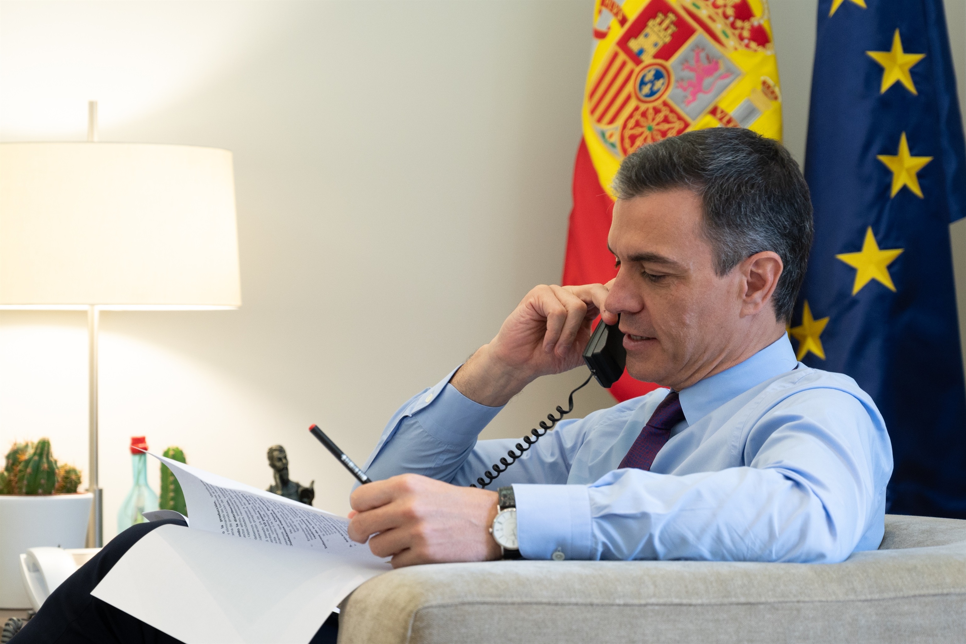 Pedro Sánchez, en su despacho.