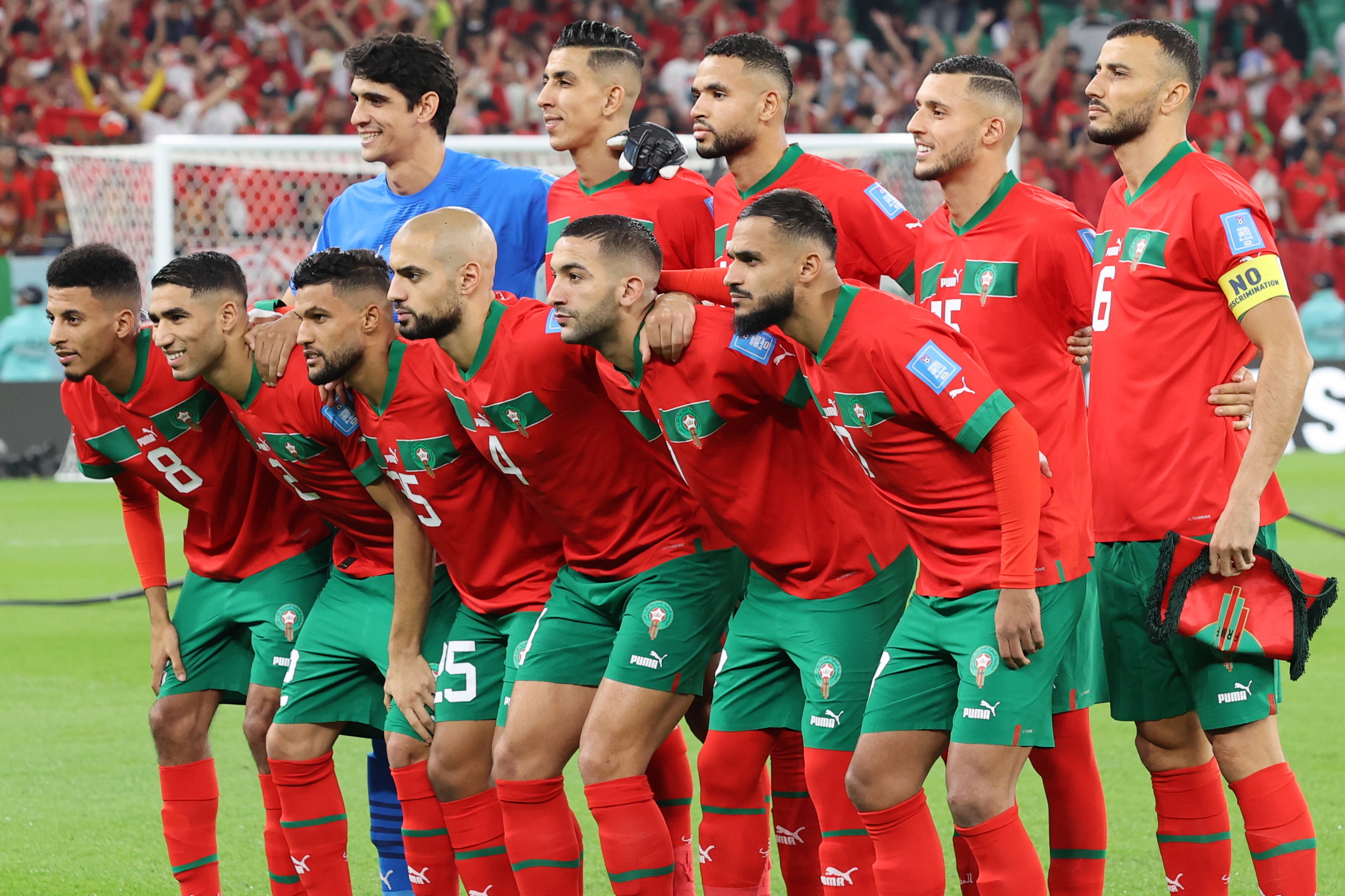 La selección marroquí, en formación.