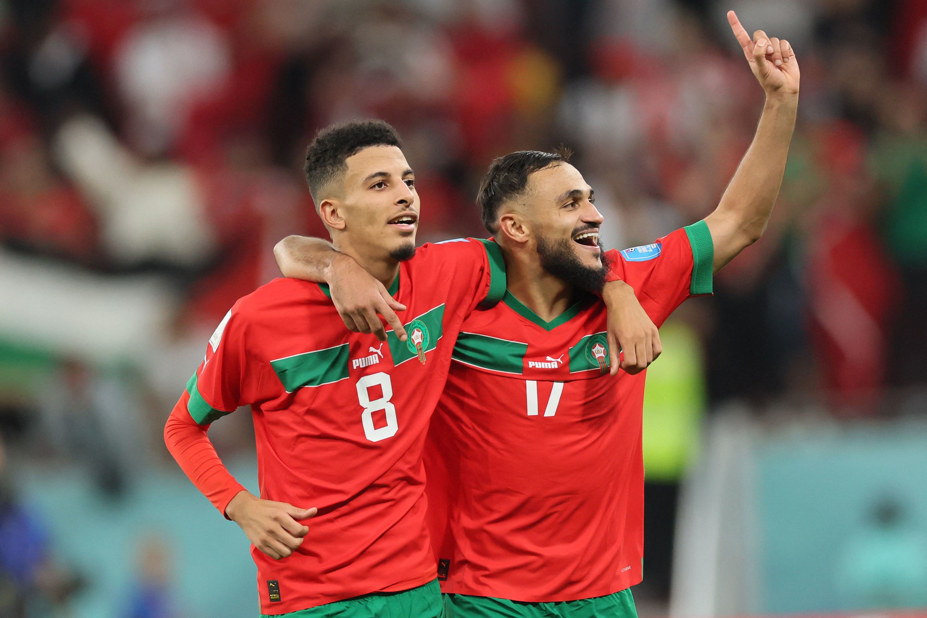 Ounahi y Boufal, jugadores de Marruecos.