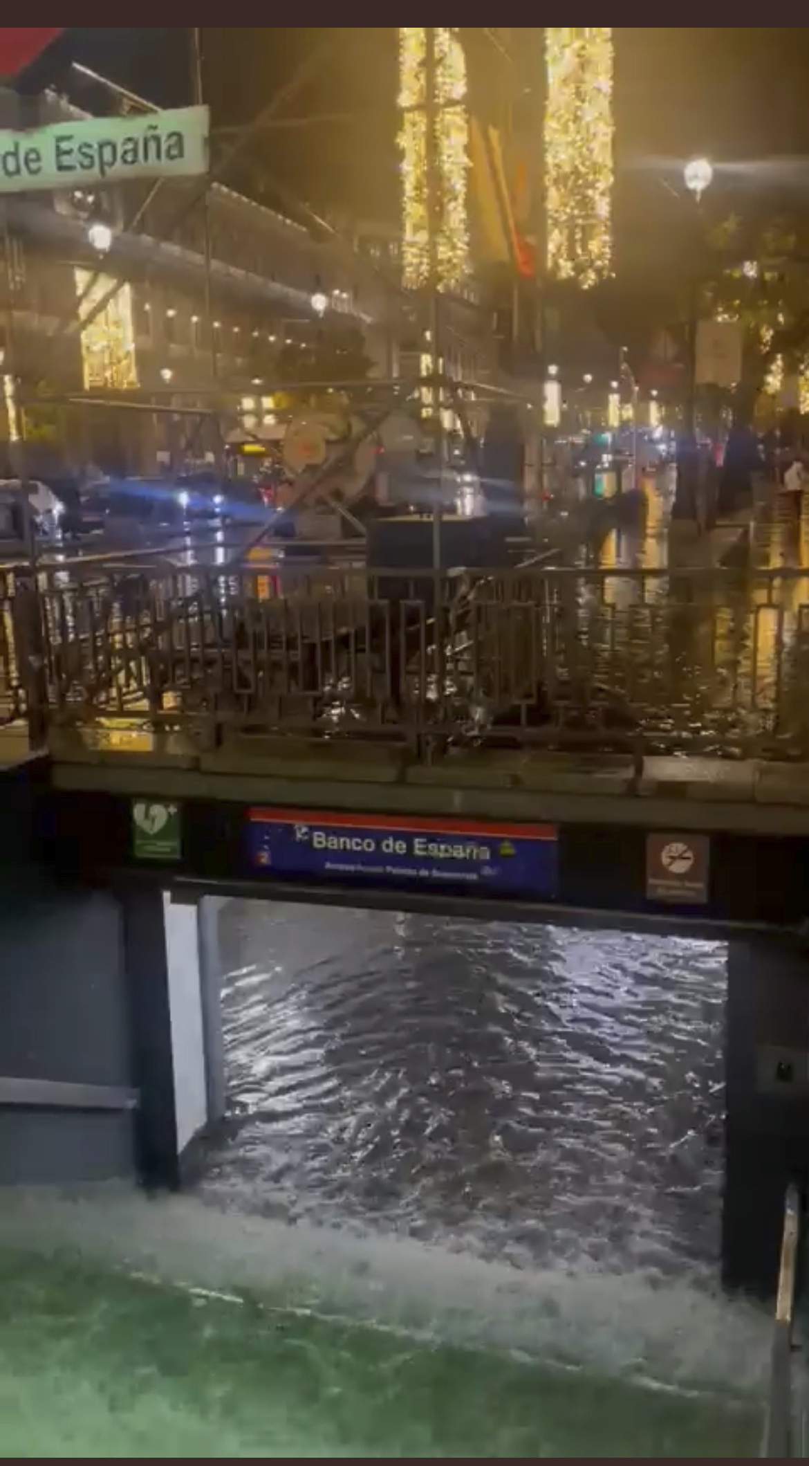 El Metro Banco de España, inundado, este miércoles.