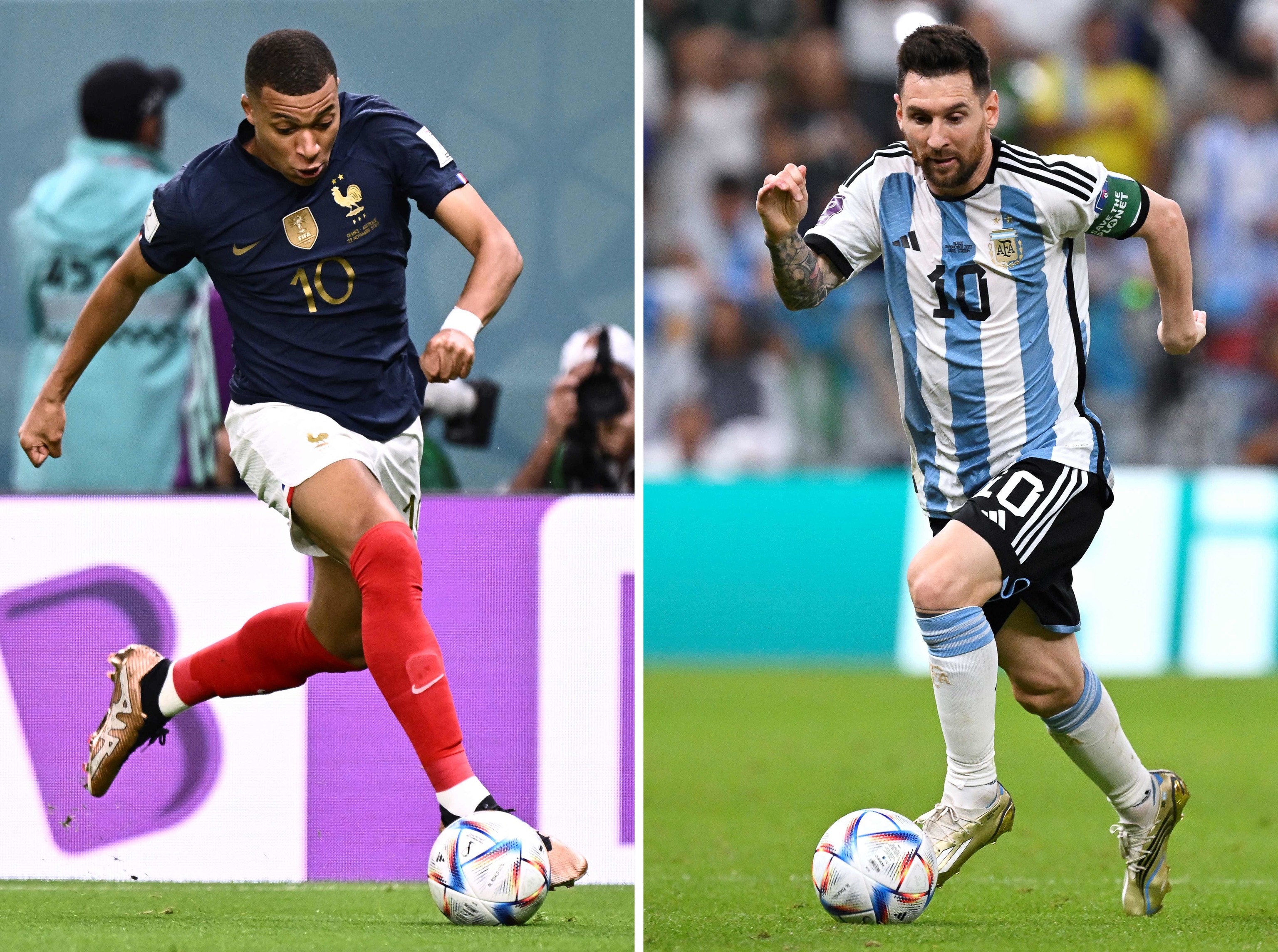 Kylian Mbapp y Leo Messi, los estandartes de Francia y Argentina.