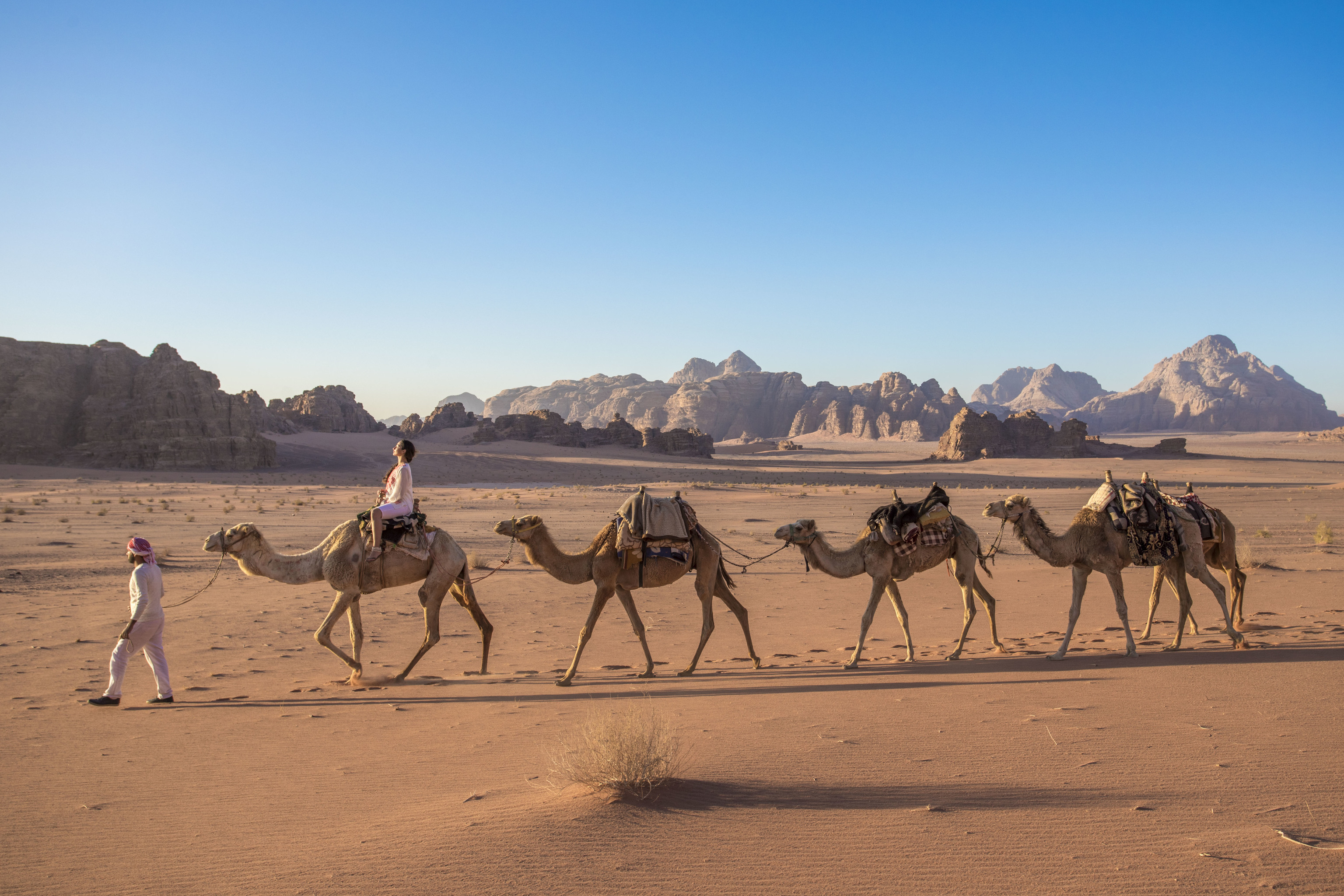 Ruta en camello por el desierto.