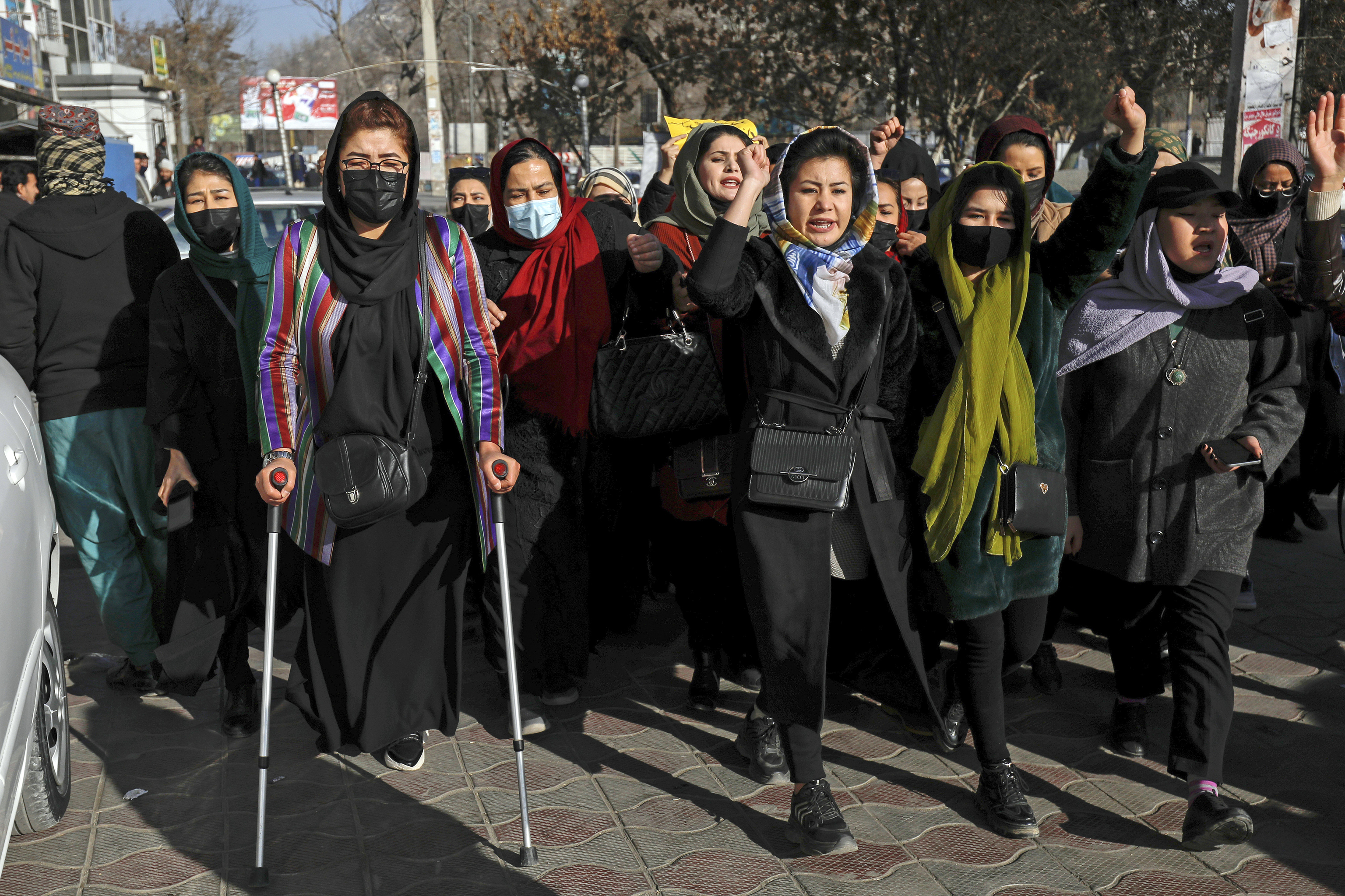 Mujeres afganas durante una protesta, en Kabul.