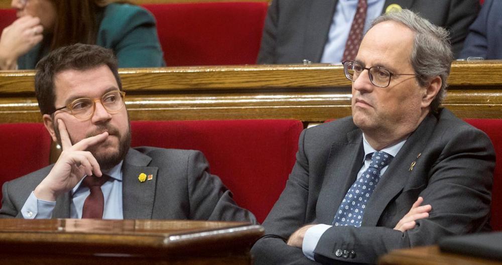 Los entonces presidente de la Generalitat, Quim Torra, y vicepresidente económico, Pere Aragonès