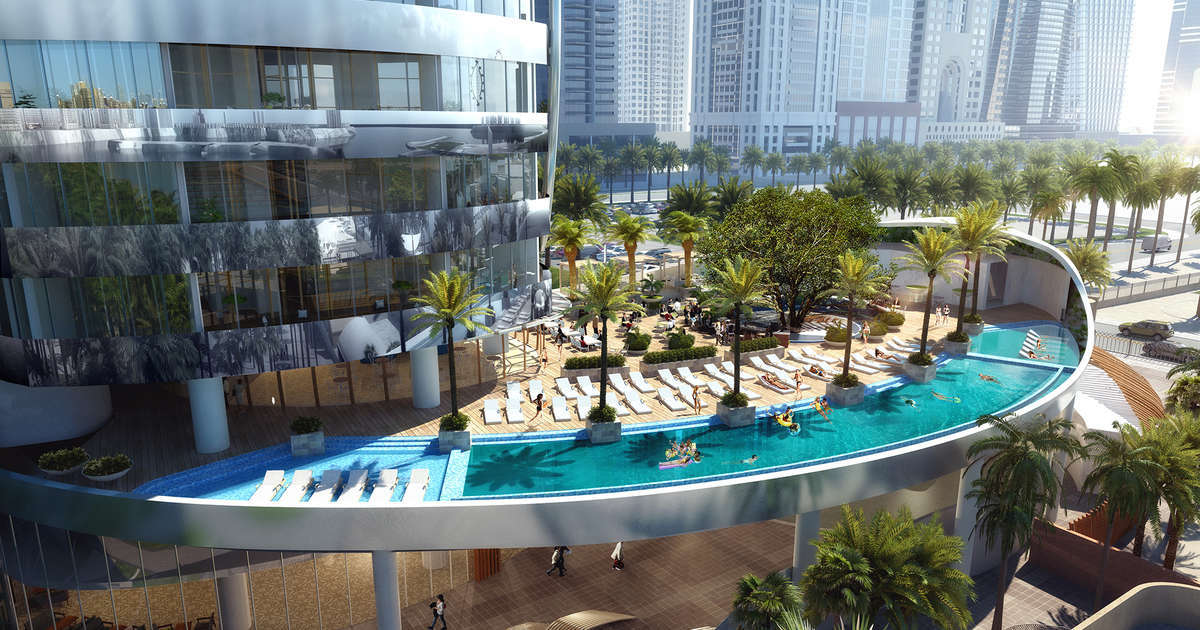 Las imponentes vistas de W Mina Seyahi, en Dubi, con seis piscinas donde relajarse.