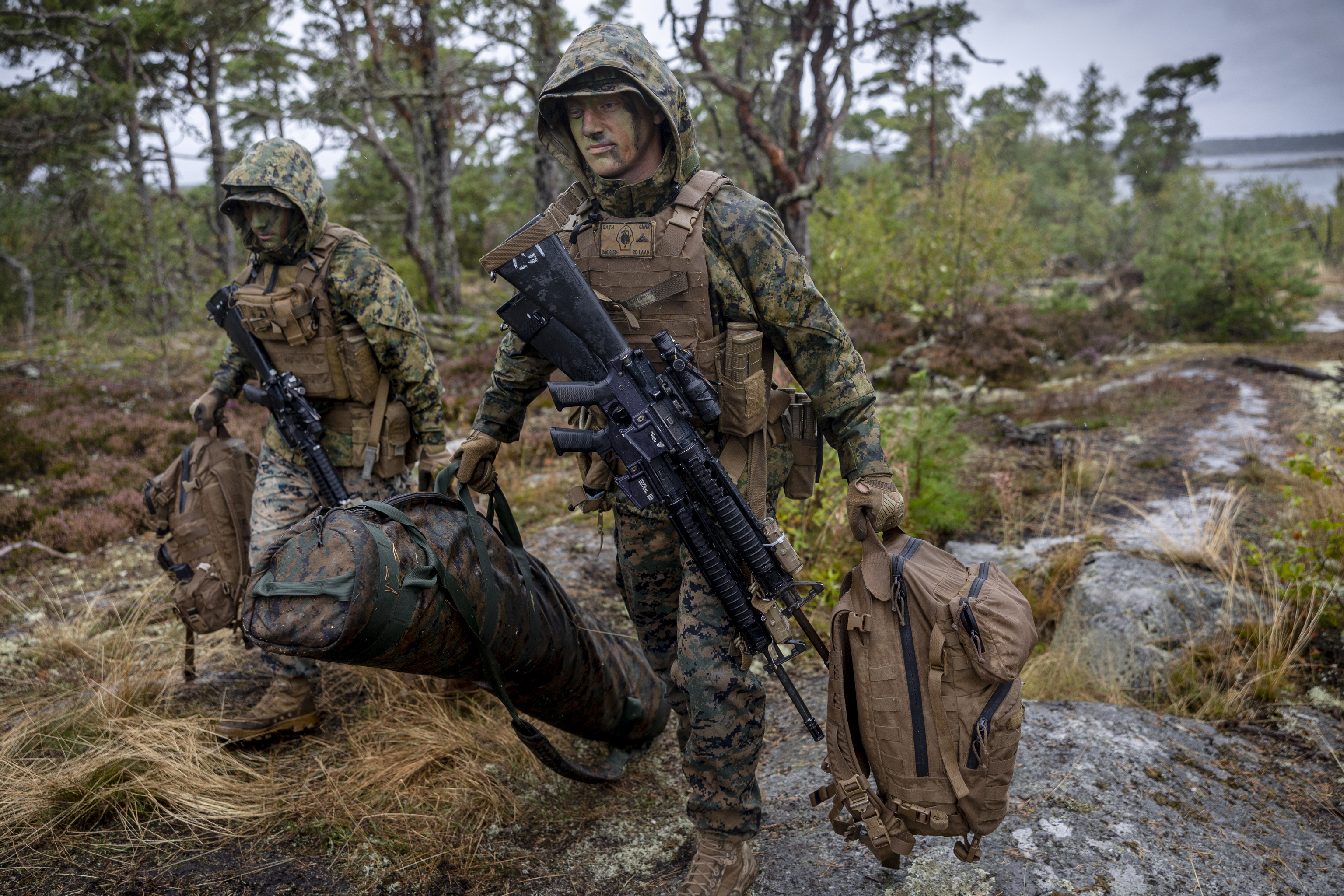 Soldados estadounidenses durante un ejercicio con el Ejrcito sueco.