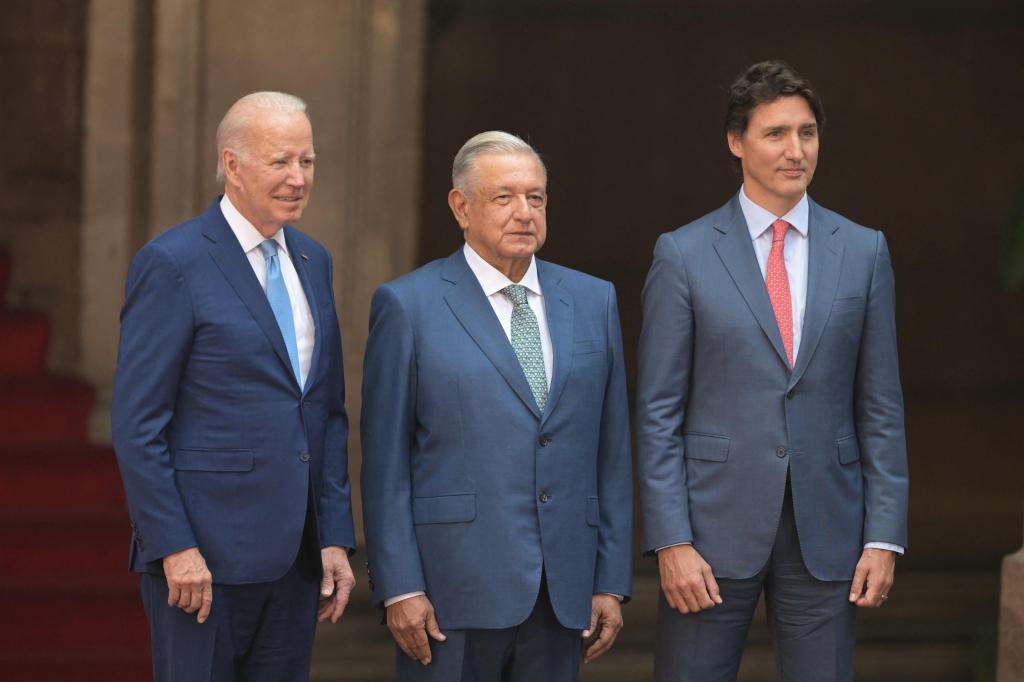 Biden, AMLO y Trudeau, en Ciudad de Mxico.